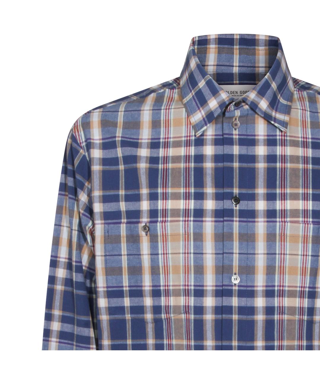 GOLDEN GOOSE DELUXE BRAND Синяя хлопковая кэжуал рубашка, фото 3