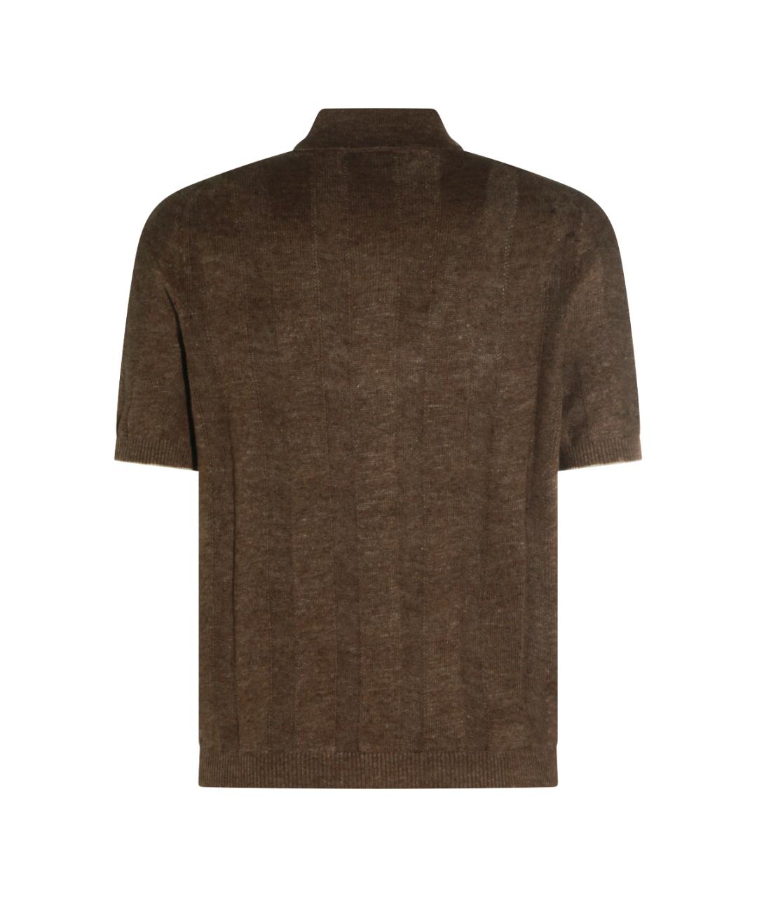 BRUNELLO CUCINELLI Коричневая льняная кэжуал рубашка, фото 2