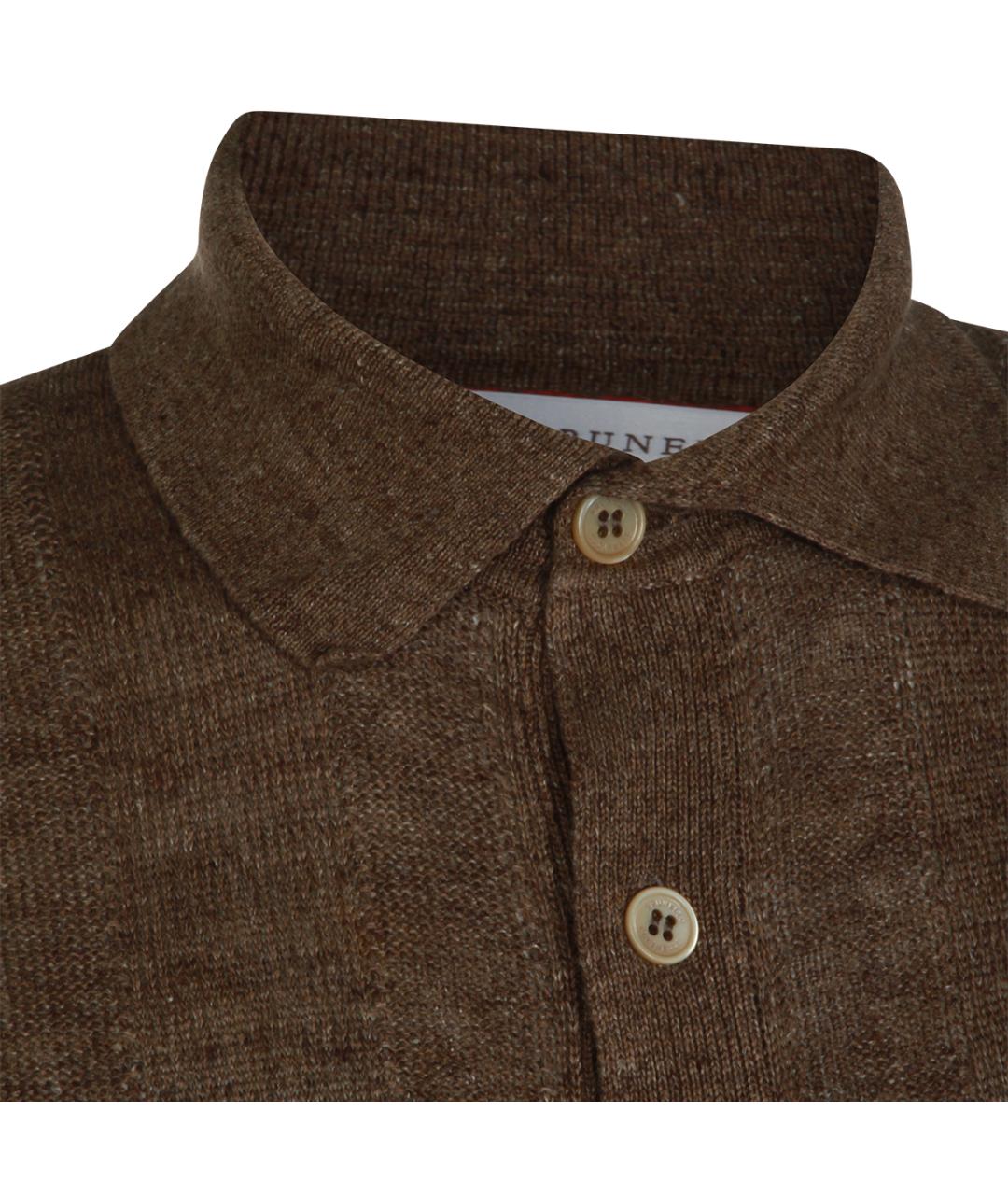 BRUNELLO CUCINELLI Коричневая льняная кэжуал рубашка, фото 3