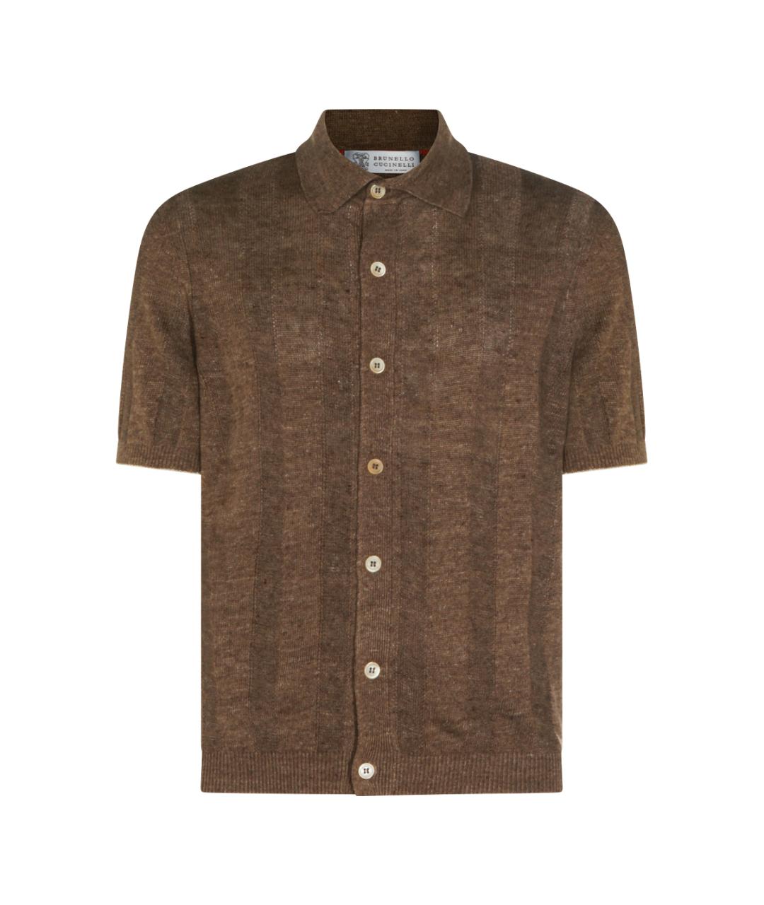 BRUNELLO CUCINELLI Коричневая льняная кэжуал рубашка, фото 1