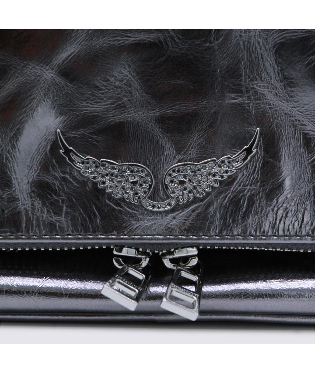 ZADIG & VOLTAIRE Серебряная кожаная сумка через плечо, фото 5