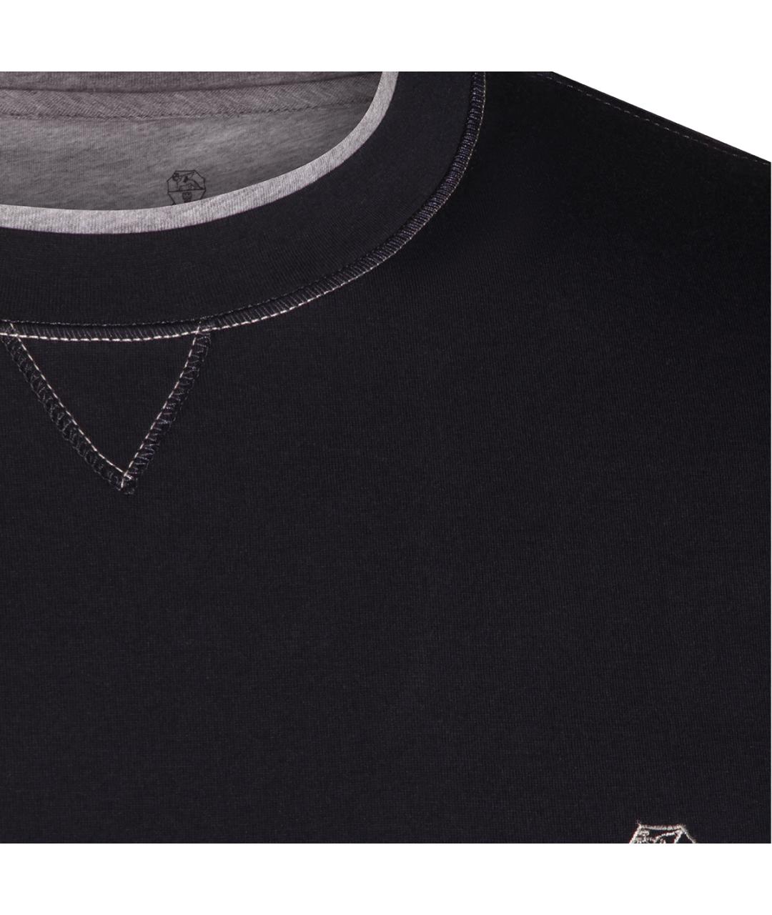 BRUNELLO CUCINELLI Темно-синяя хлопковая футболка, фото 3