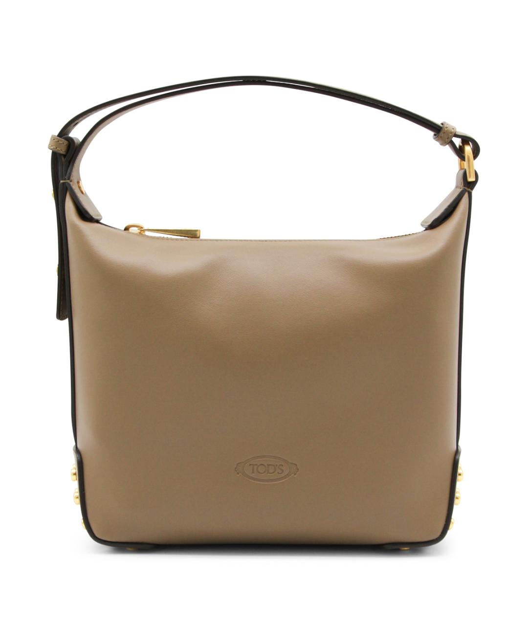 TOD'S Бежевая кожаная сумка тоут, фото 1