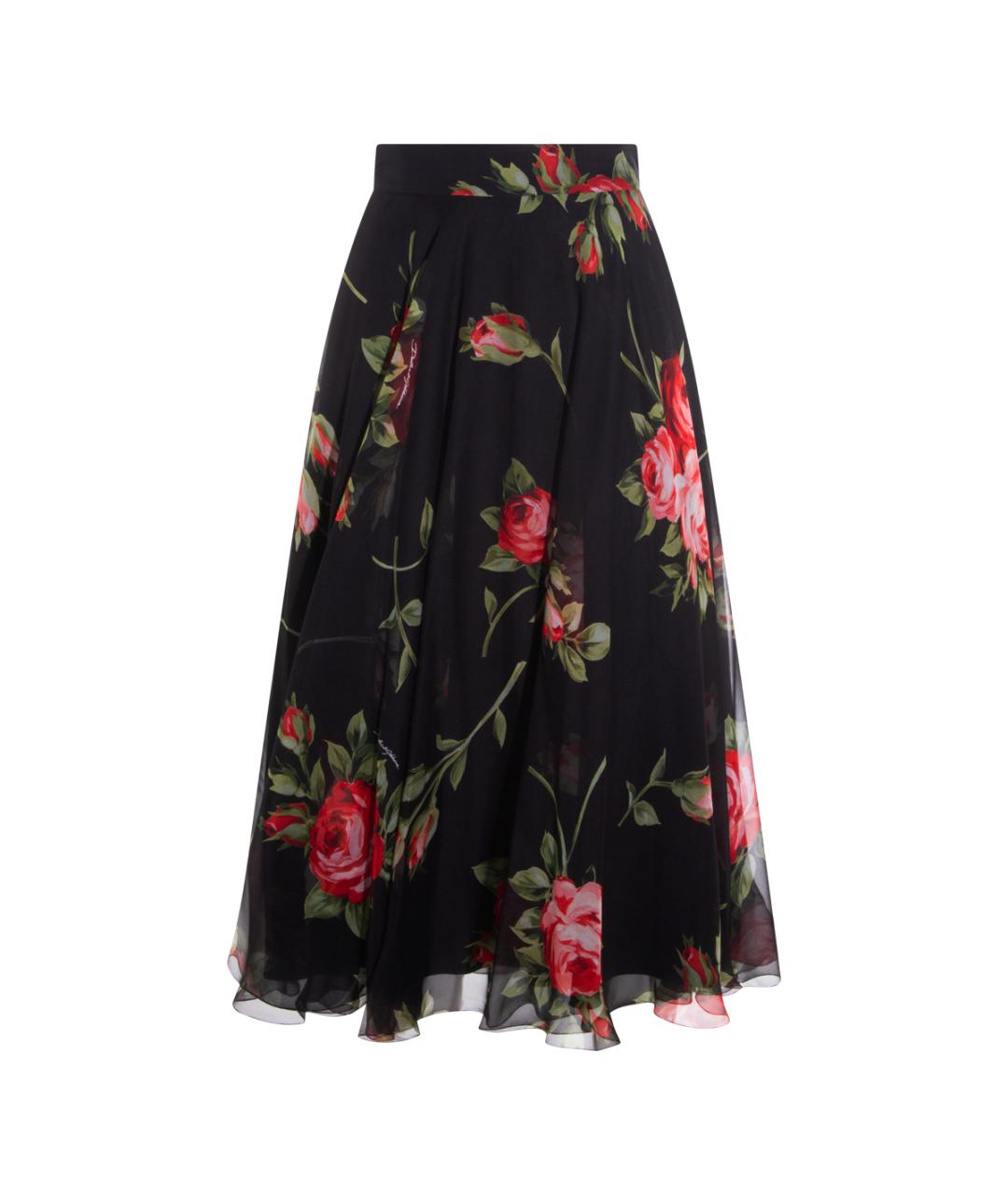 DOLCE&GABBANA Черная шелковая юбка миди, фото 1