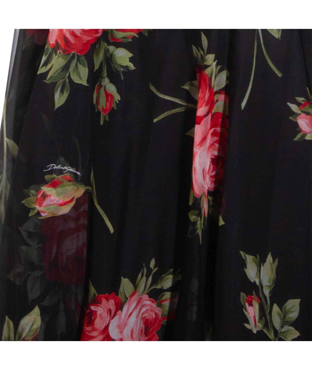 DOLCE&GABBANA Черная шелковая юбка миди, фото 3