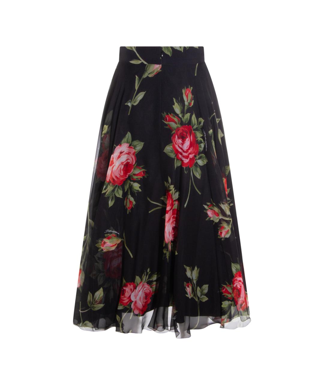 DOLCE&GABBANA Черная шелковая юбка миди, фото 2