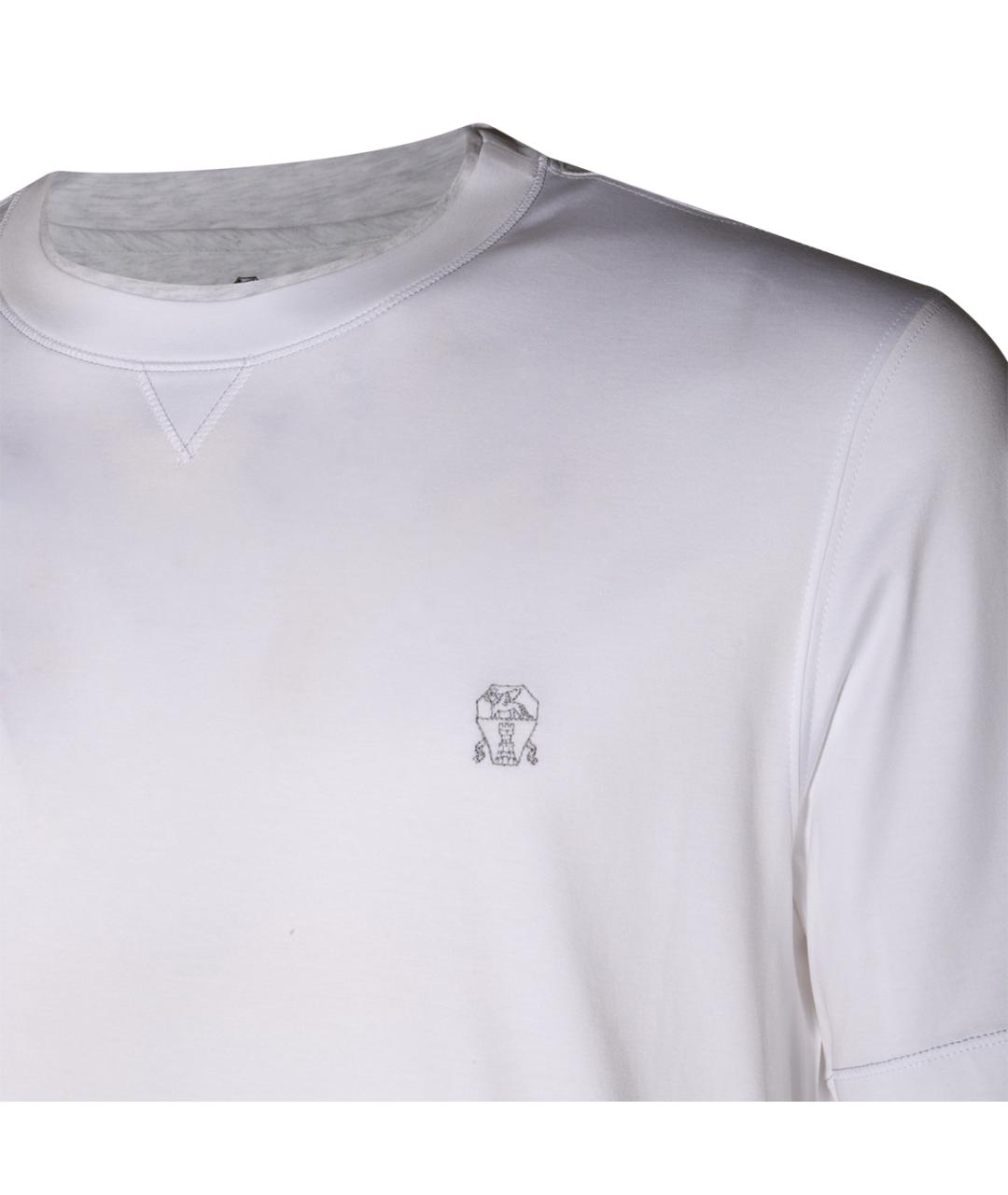 BRUNELLO CUCINELLI Белая хлопковая футболка, фото 2