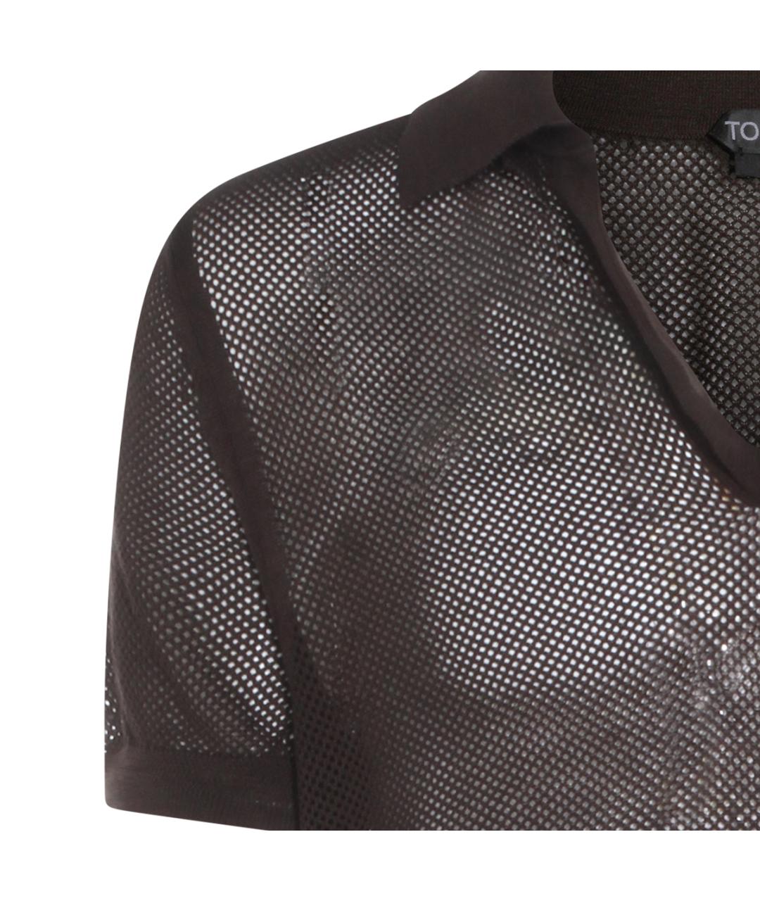 TOM FORD Коричневое хлопковое поло с коротким рукавом, фото 3