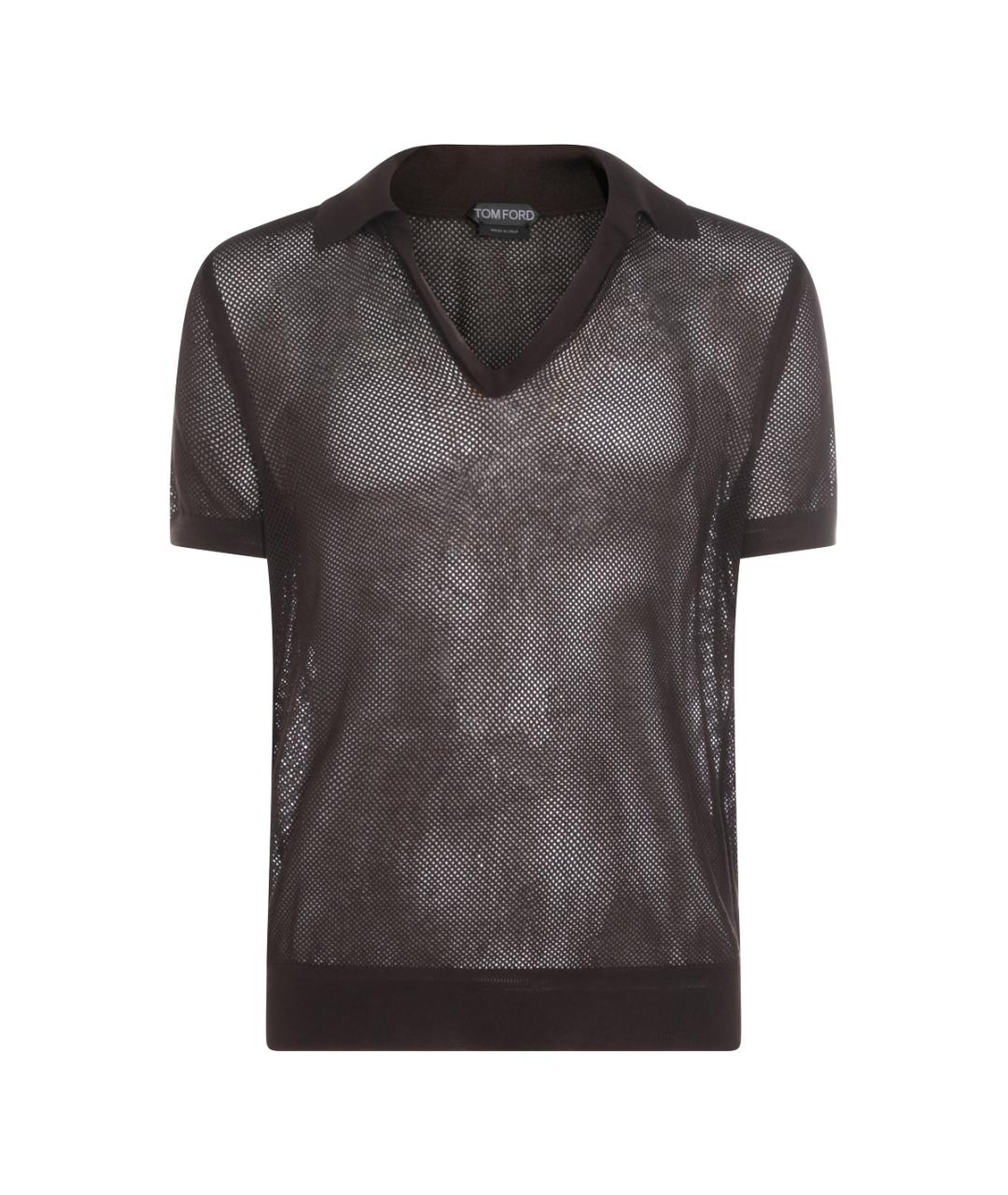 TOM FORD Коричневое хлопковое поло с коротким рукавом, фото 1