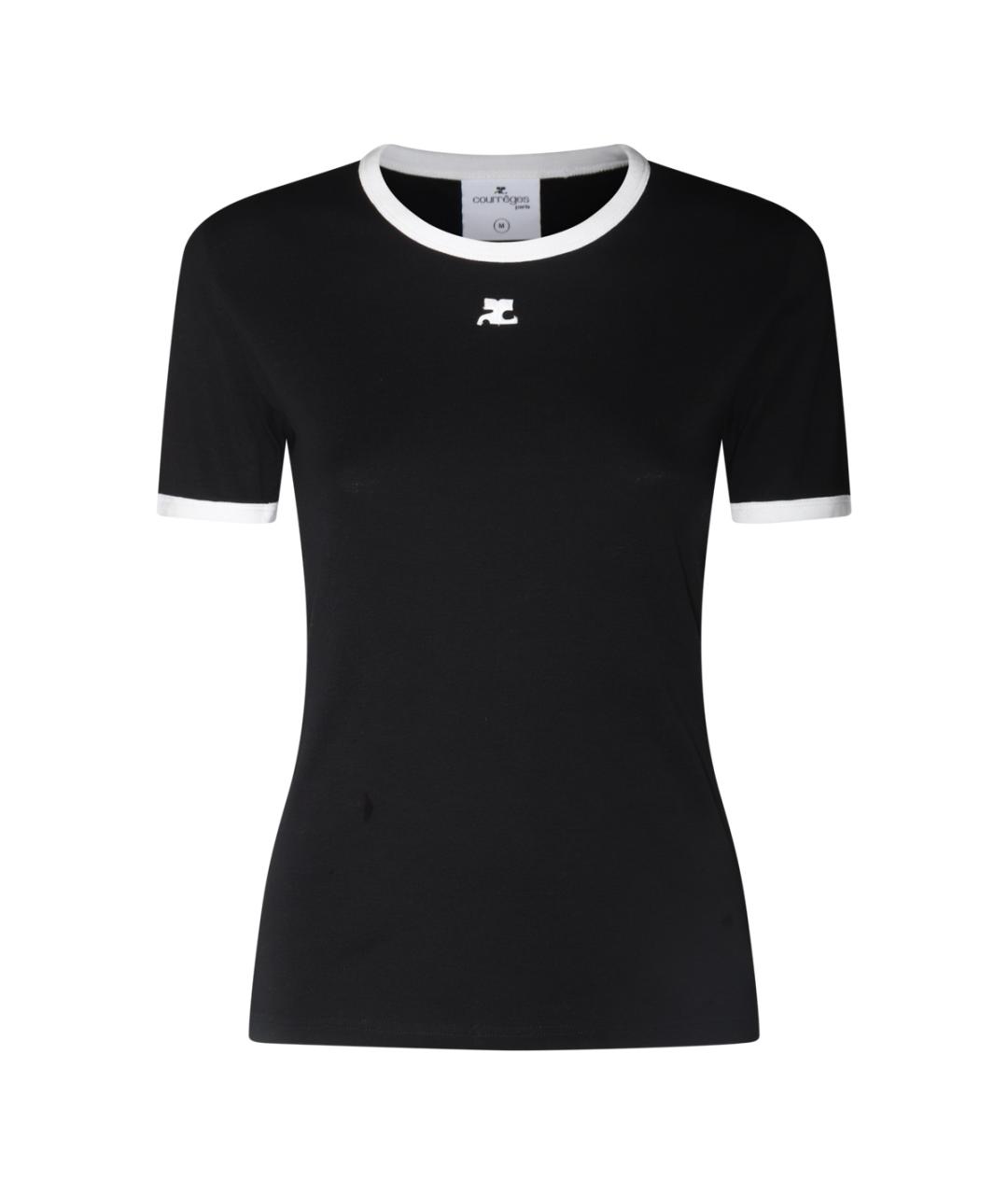 COURREGES Черная хлопковая футболка, фото 1