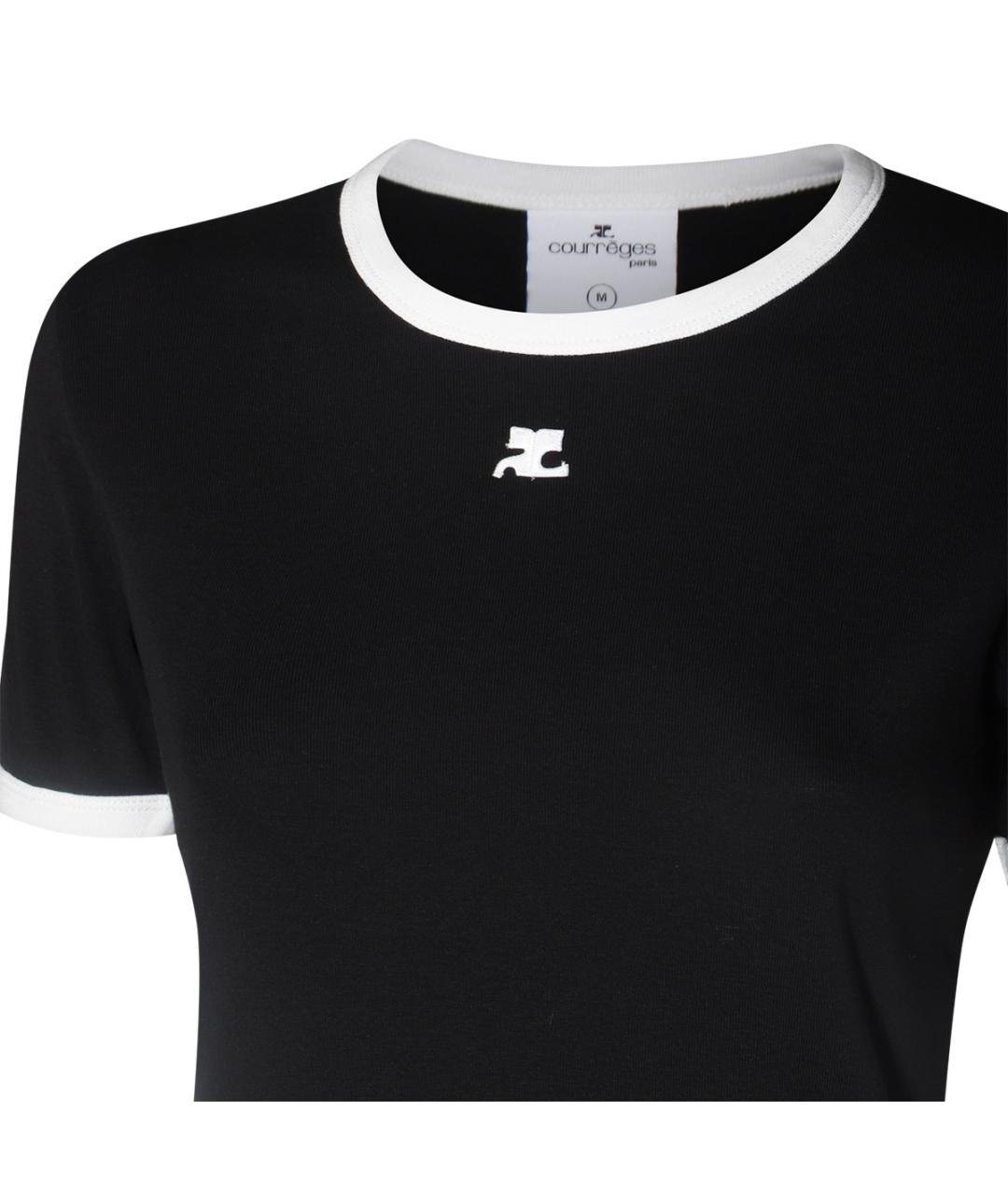 COURREGES Черная хлопковая футболка, фото 3