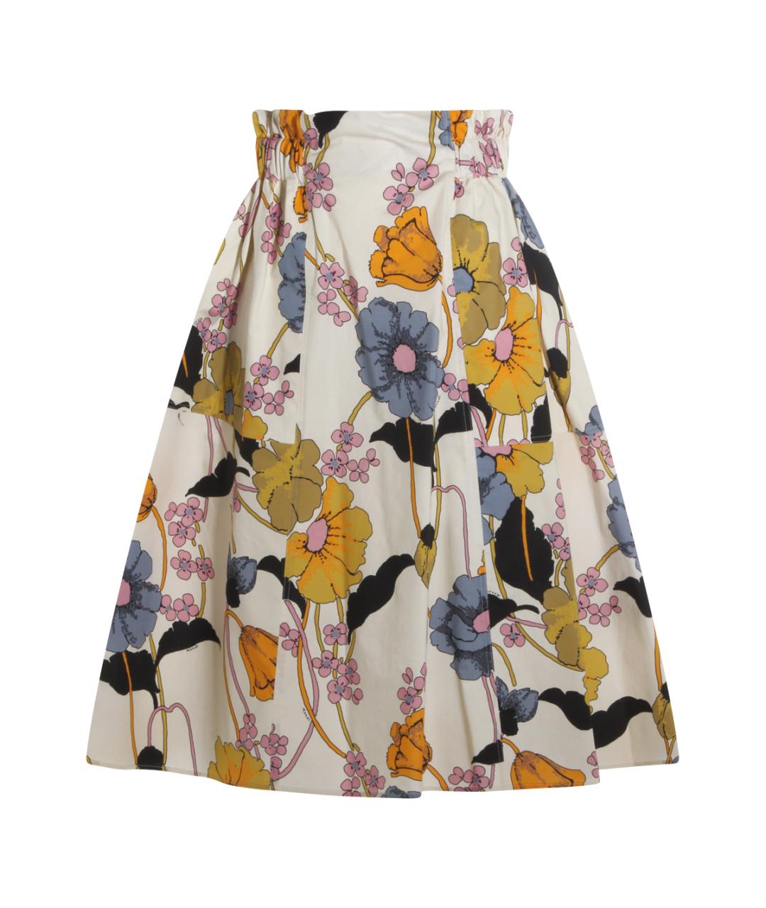 MARNI Бежевая хлопковая юбка миди, фото 1