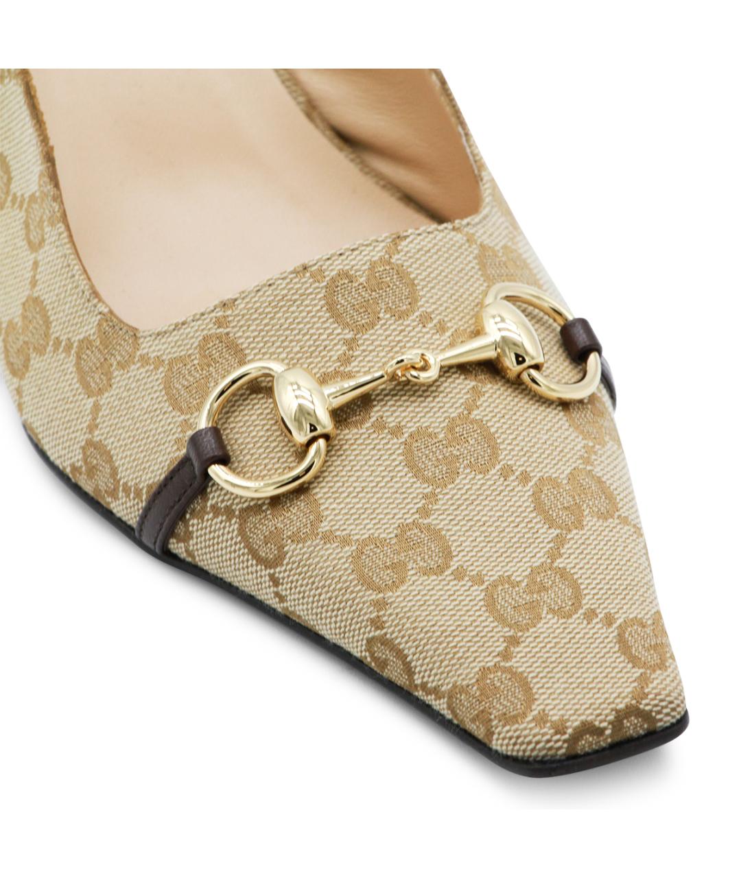 GUCCI Бежевые текстильные туфли, фото 4