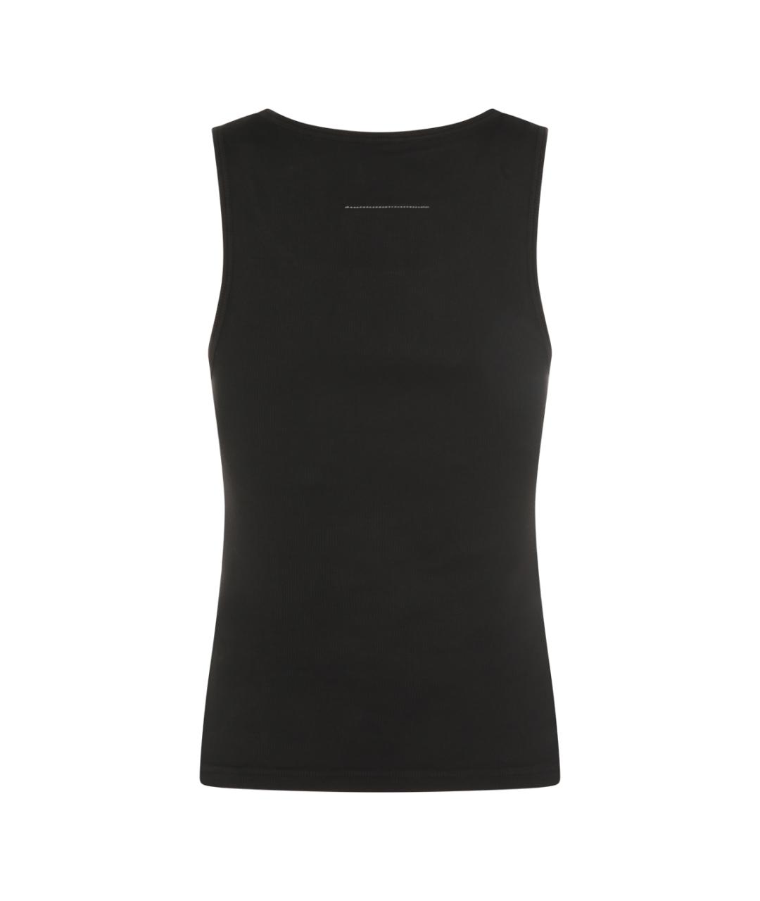 MM6 MAISON MARGIELA Черная хлопко-эластановая майка, фото 2