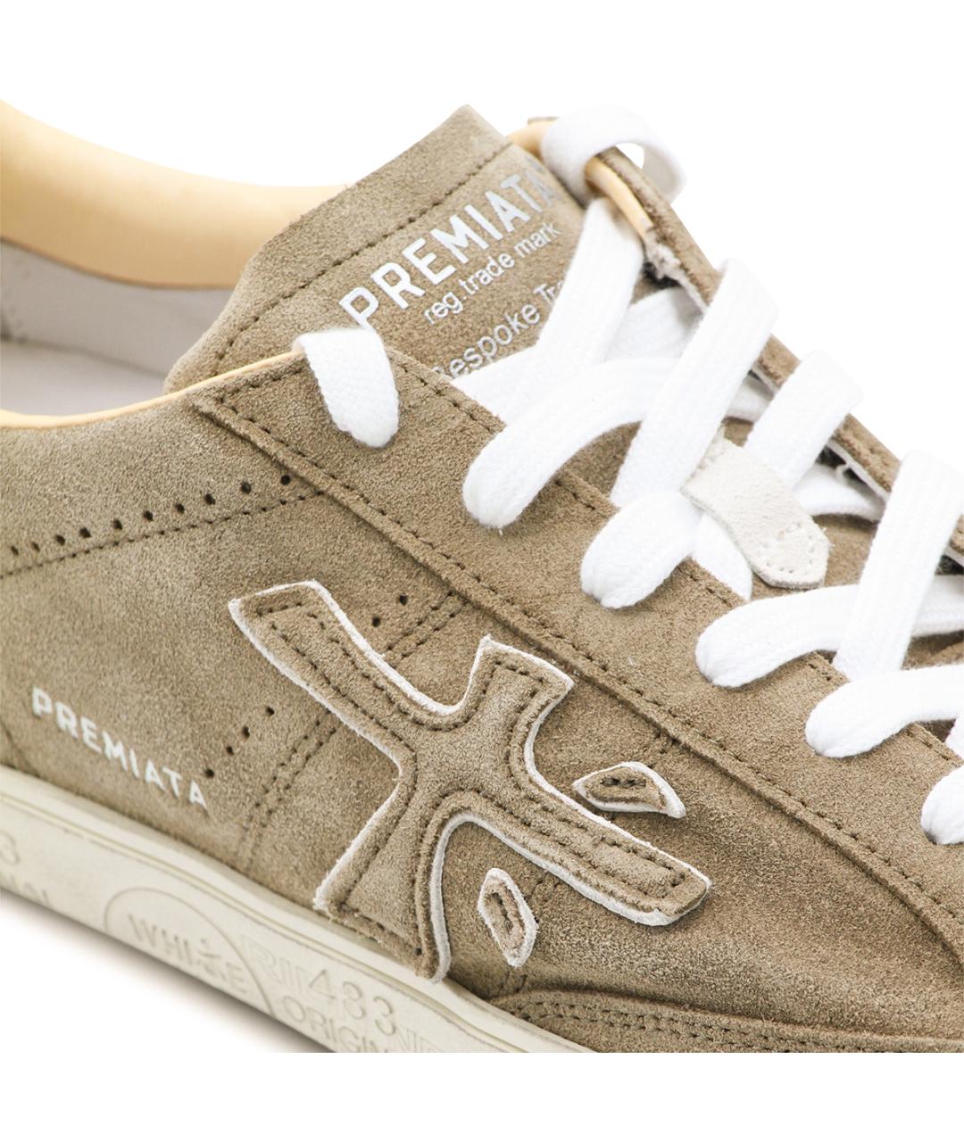 PREMIATA Бежевые замшевые низкие кроссовки / кеды, фото 4