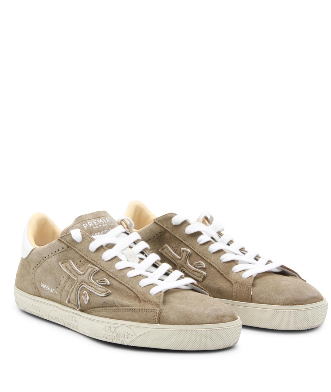 PREMIATA Бежевые замшевые низкие кроссовки / кеды, фото 2
