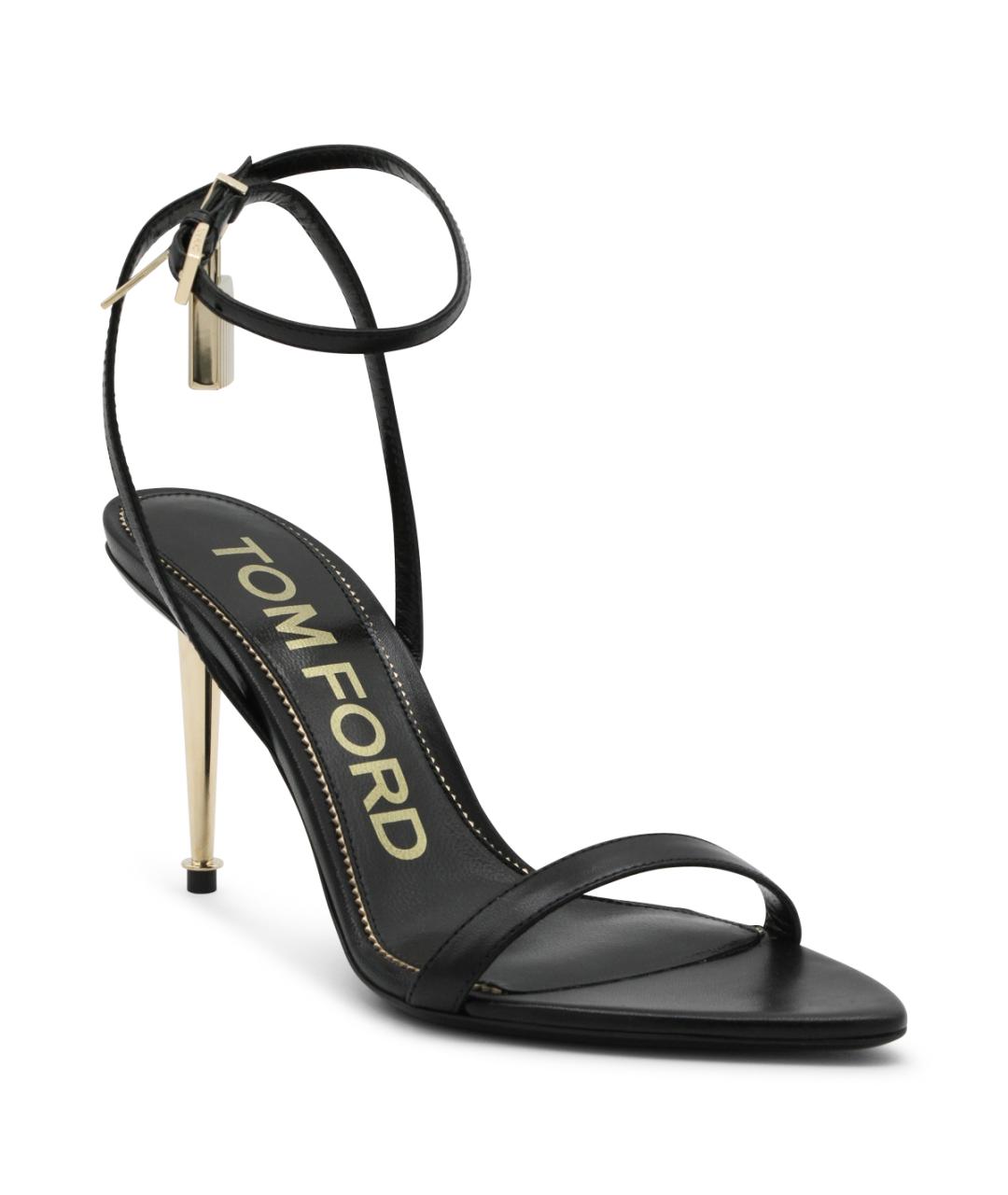 TOM FORD Черные кожаные босоножки, фото 2