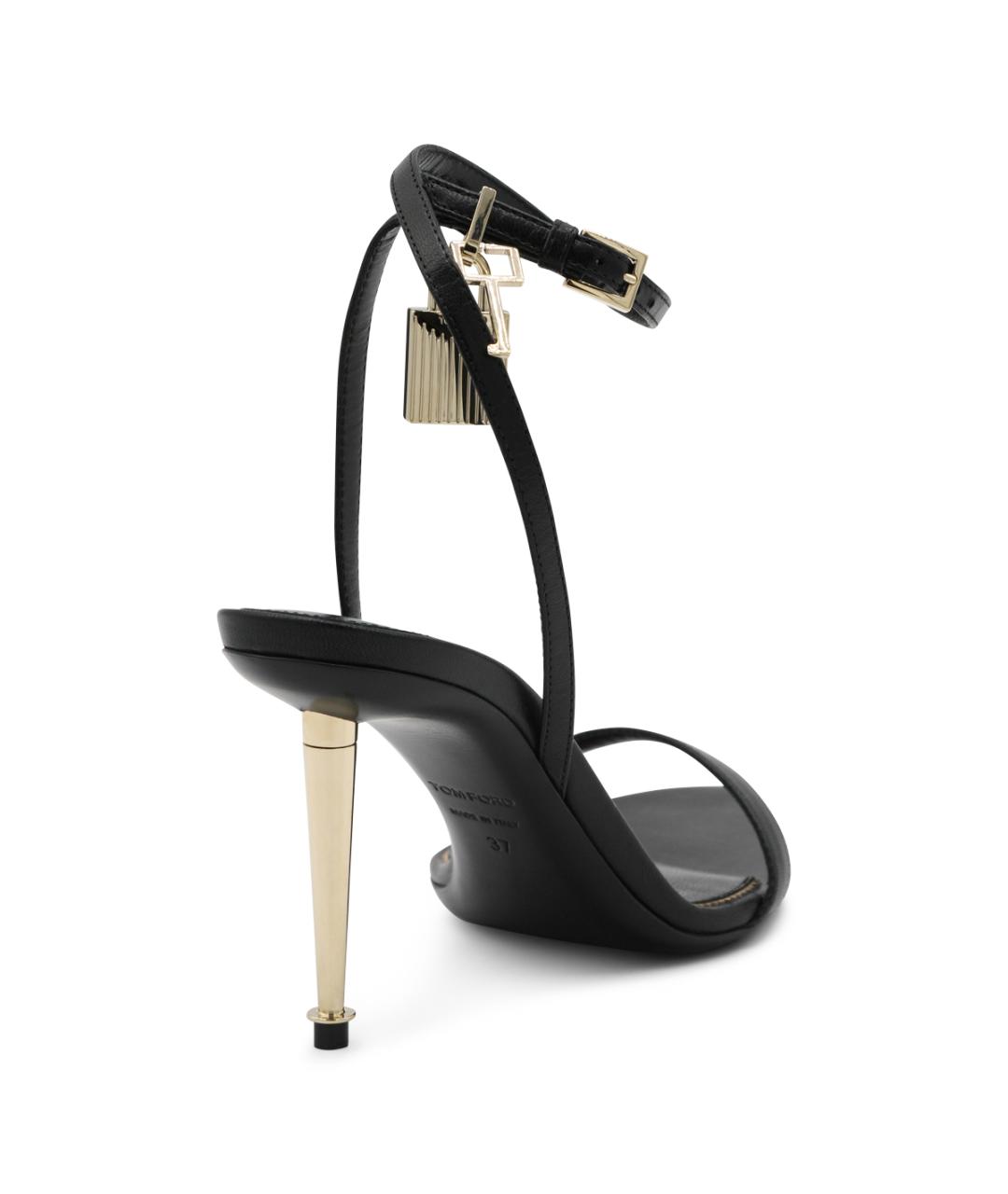 TOM FORD Черные кожаные босоножки, фото 3
