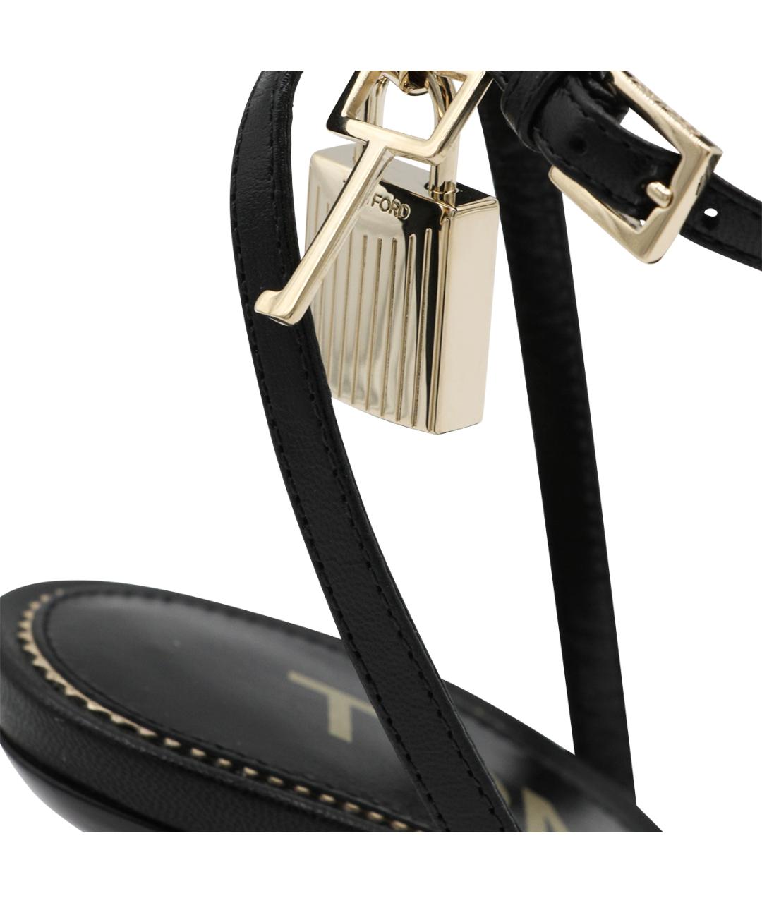 TOM FORD Черные кожаные босоножки, фото 4