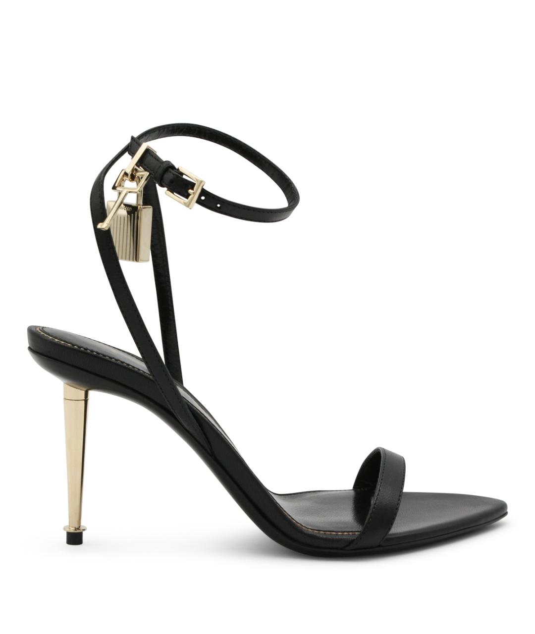 TOM FORD Черные кожаные босоножки, фото 1