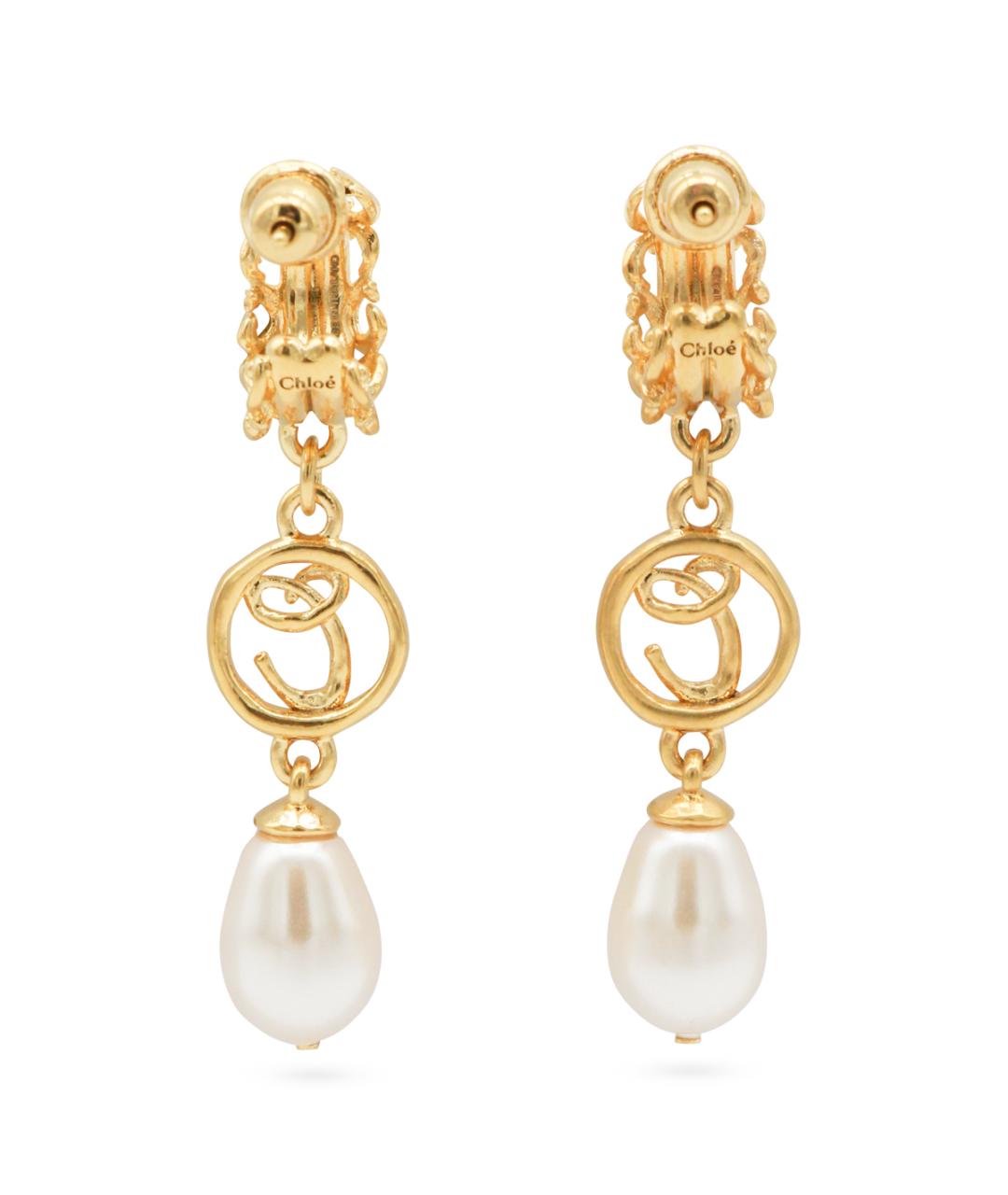 CHLOE Золотые латунные серьги, фото 3