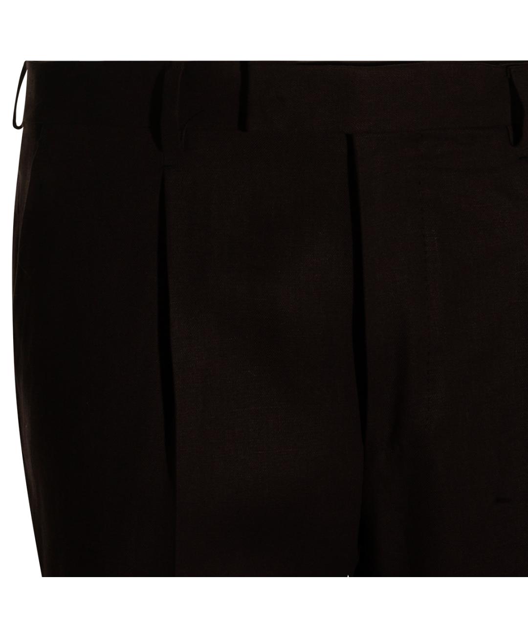 ZEGNA Коричневые льняные повседневные брюки, фото 3
