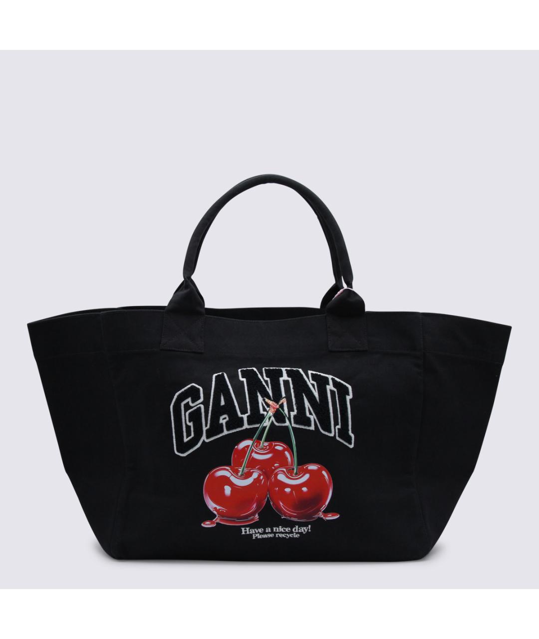 GANNI Черная хлопковая сумка тоут, фото 2