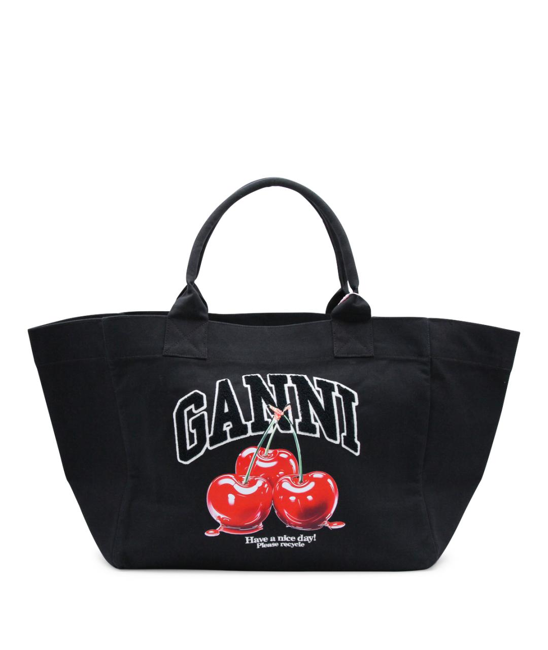 GANNI Черная хлопковая сумка тоут, фото 1