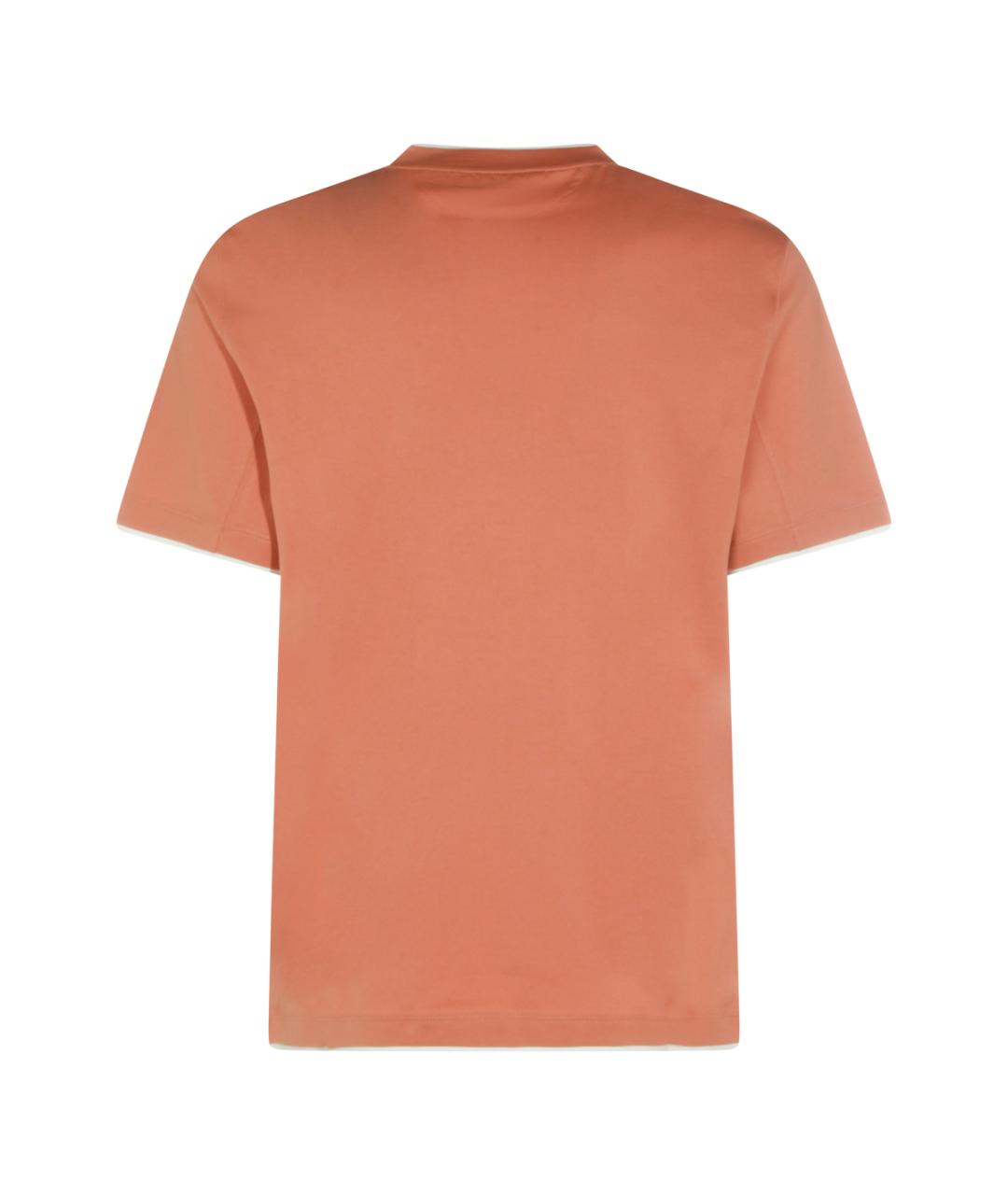 BRUNELLO CUCINELLI Оранжевая хлопковая футболка, фото 2