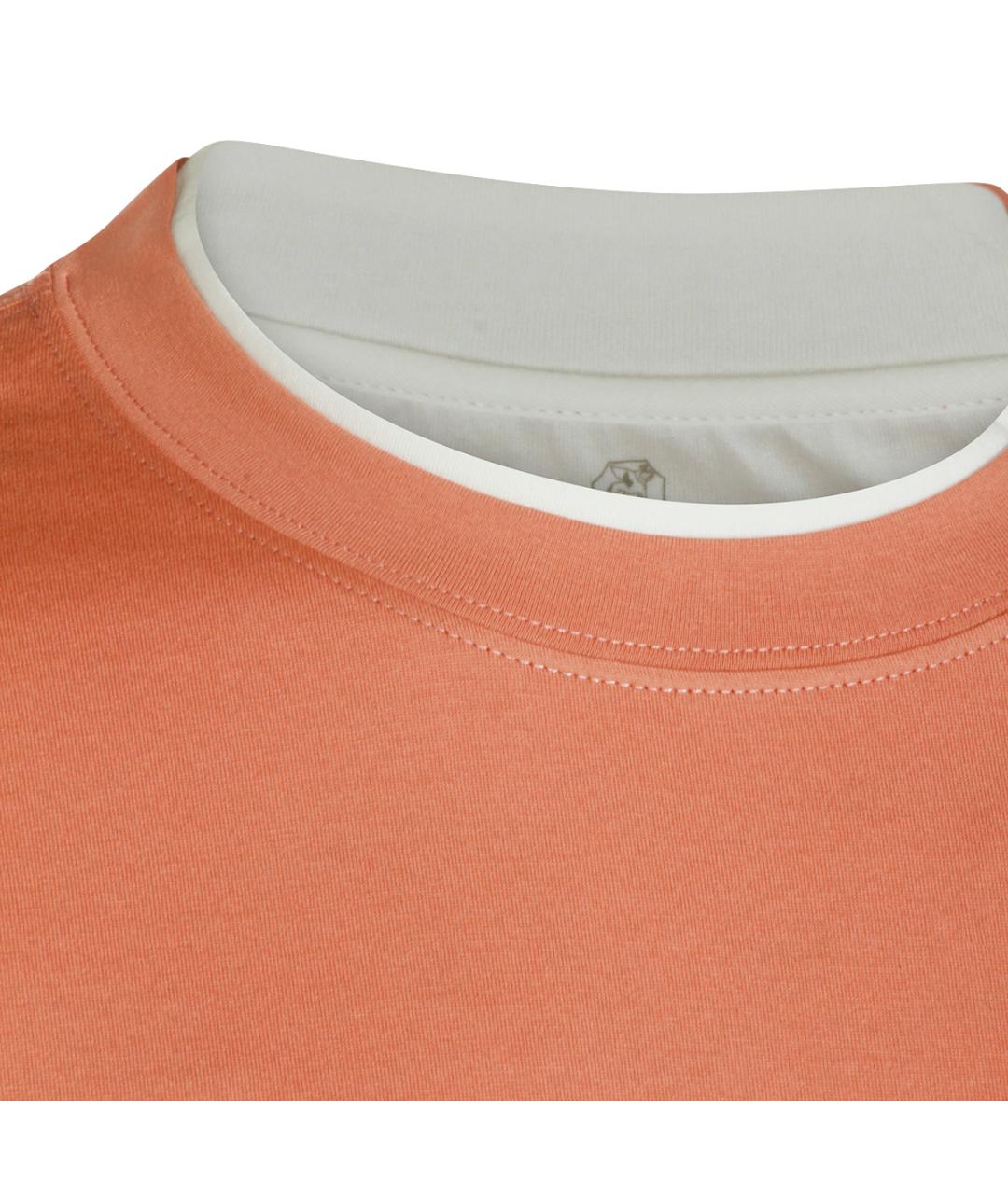 BRUNELLO CUCINELLI Оранжевая хлопковая футболка, фото 4