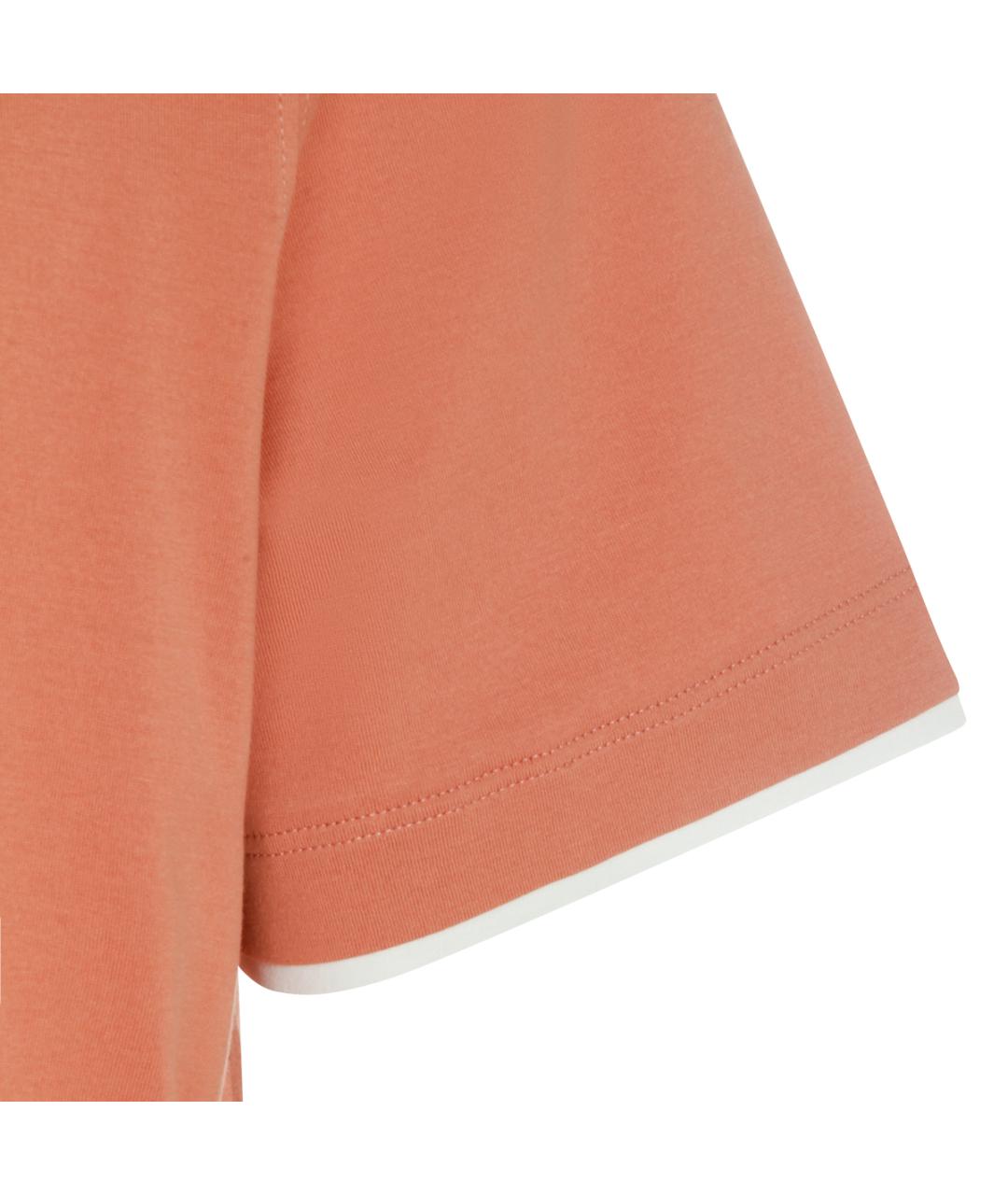 BRUNELLO CUCINELLI Оранжевая хлопковая футболка, фото 3