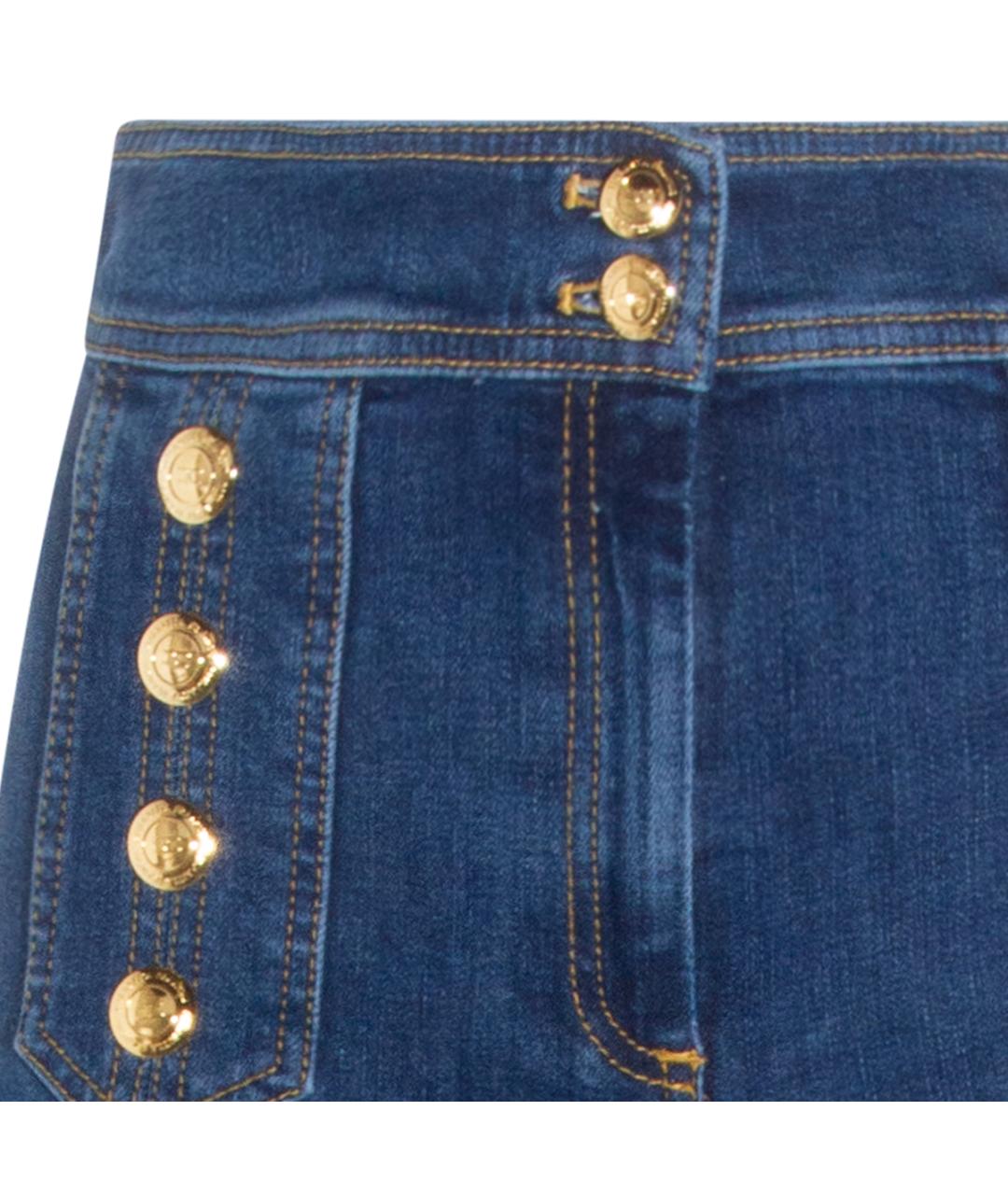 ELISABETTA FRANCHI Синие хлопковые прямые джинсы, фото 3