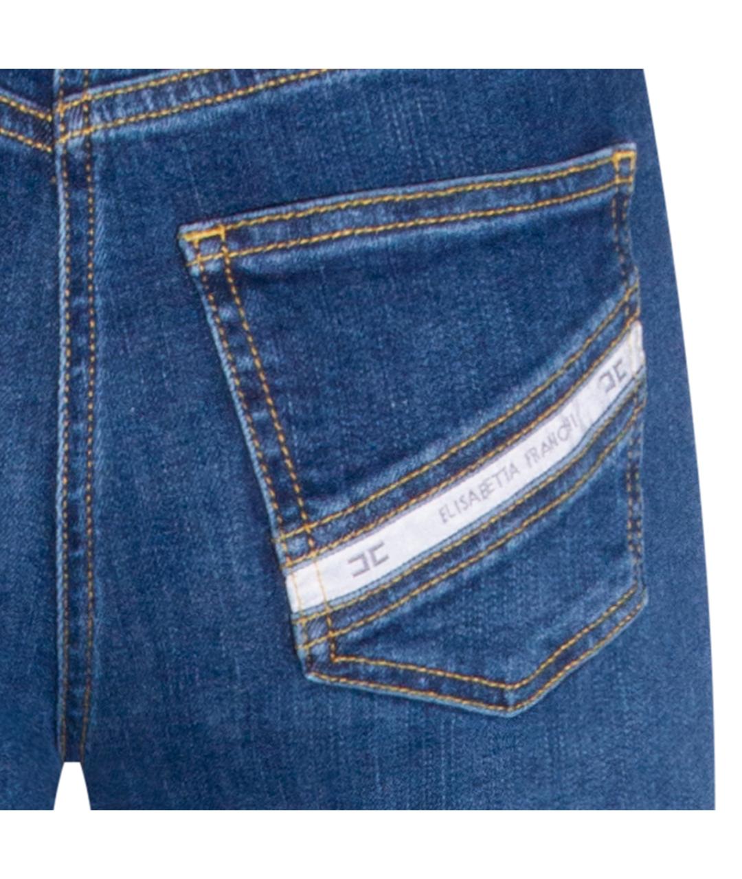 ELISABETTA FRANCHI Синие хлопковые прямые джинсы, фото 4