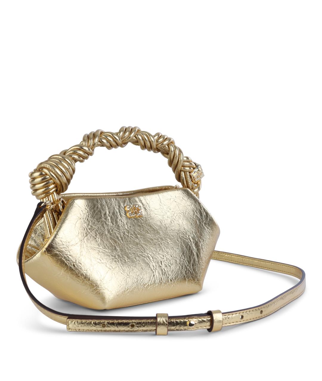 GANNI Золотая сумка с короткими ручками, фото 4