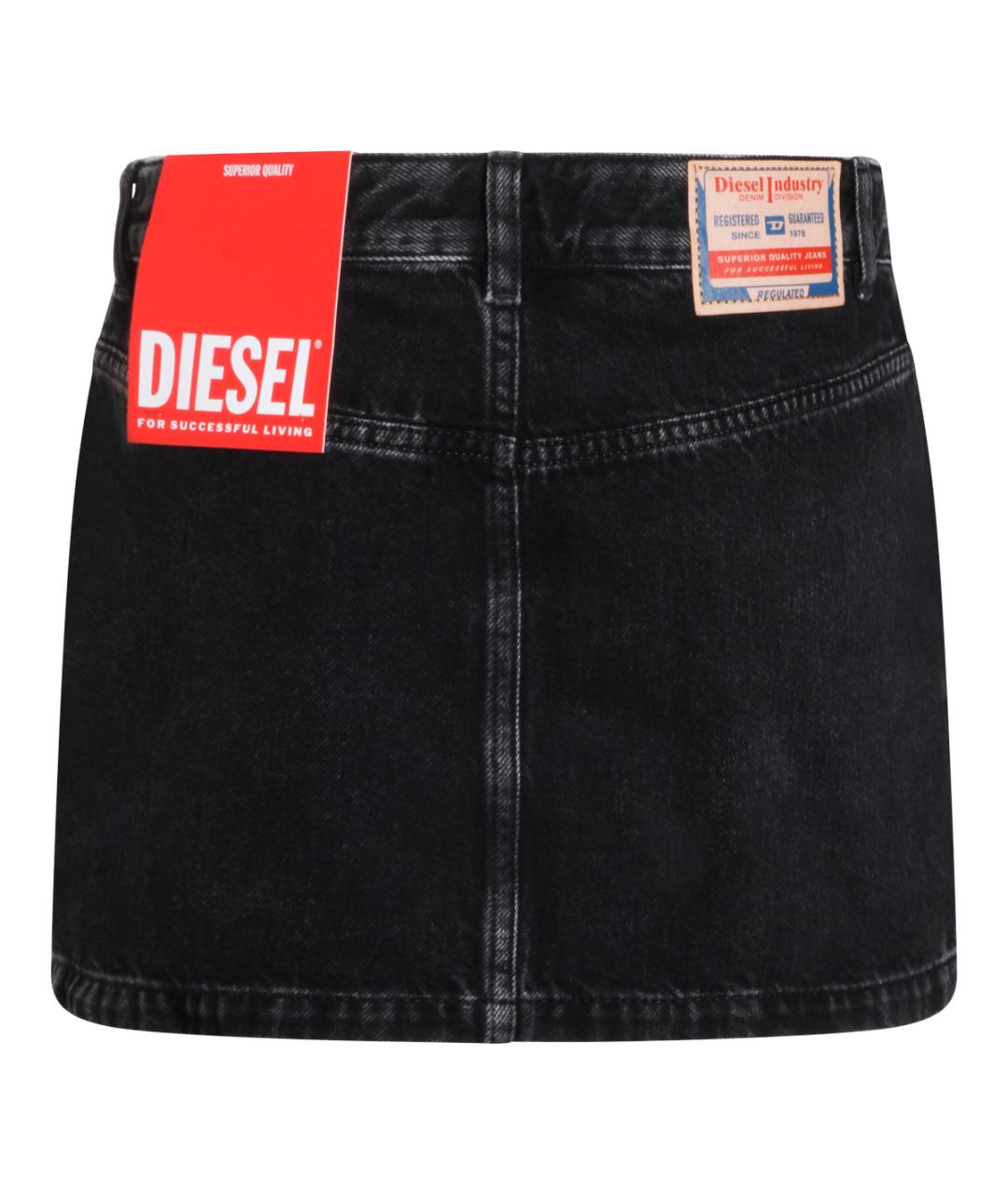 DIESEL Черная хлопковая юбка миди, фото 2