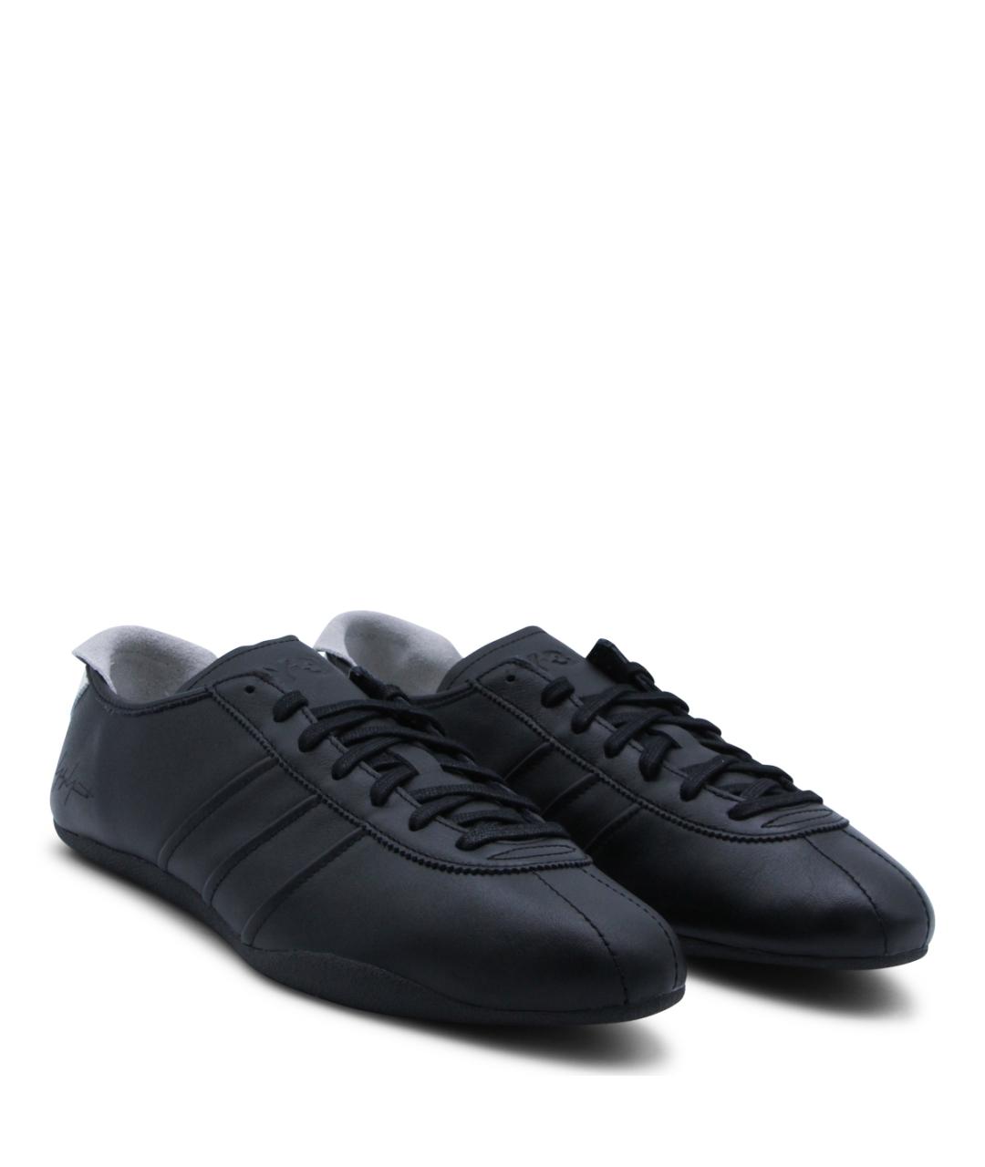 Y-3 Черные кожаные низкие кроссовки / кеды, фото 2