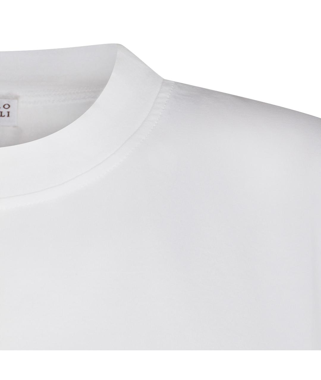 BRUNELLO CUCINELLI Белая хлопковая футболка, фото 4
