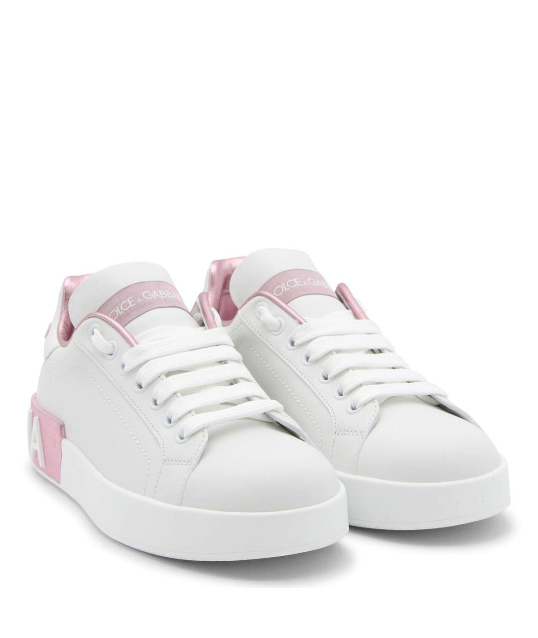 DOLCE&GABBANA Белые кожаные кроссовки, фото 2