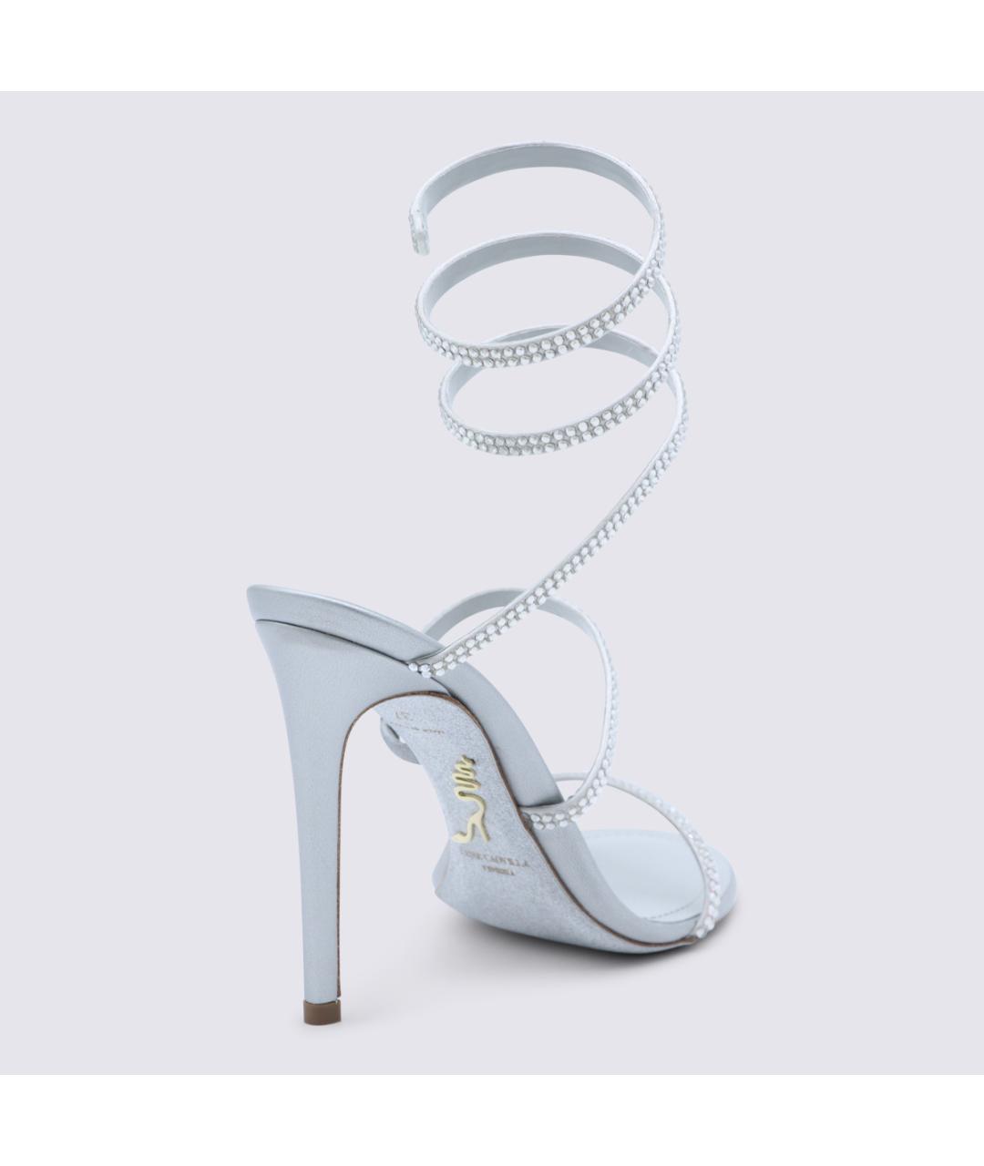 RENE CAOVILLA Серебряные текстильные босоножки, фото 4