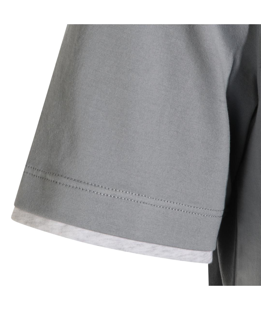 BRUNELLO CUCINELLI Голубая хлопковая футболка, фото 3