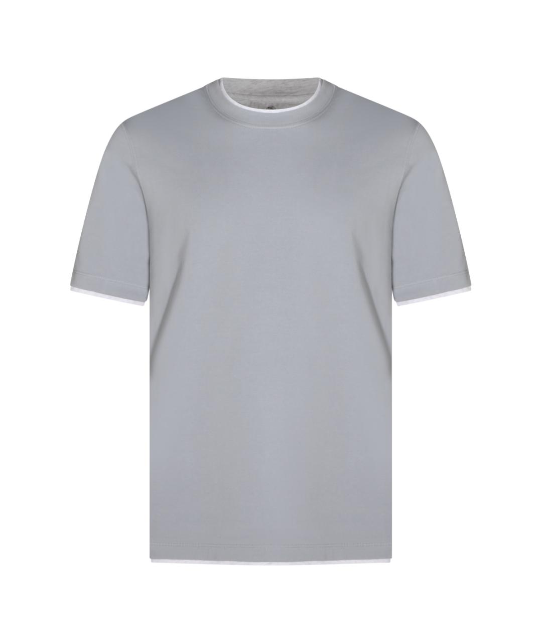 BRUNELLO CUCINELLI Голубая хлопковая футболка, фото 1