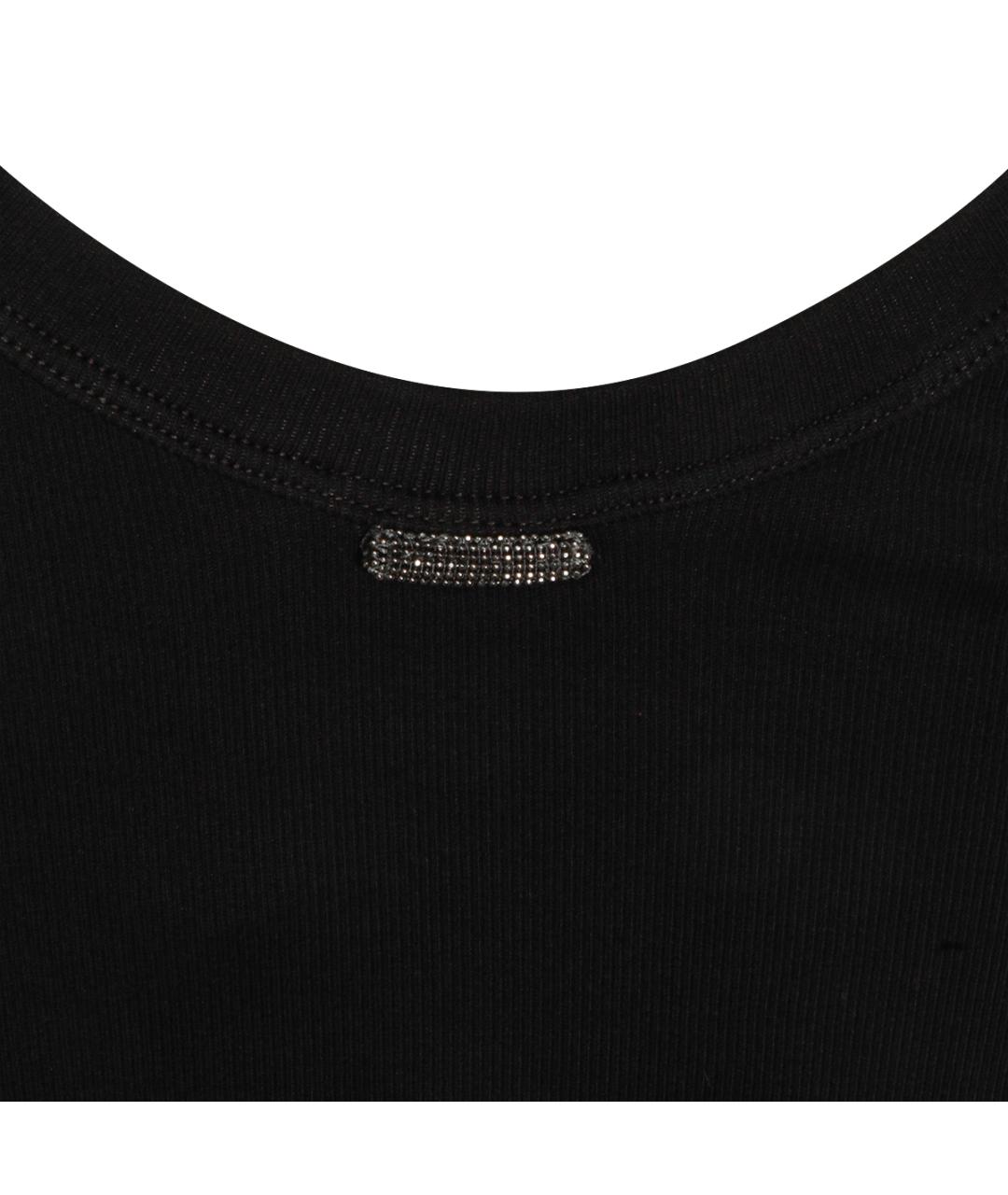 BRUNELLO CUCINELLI Черная хлопковая майка, фото 4