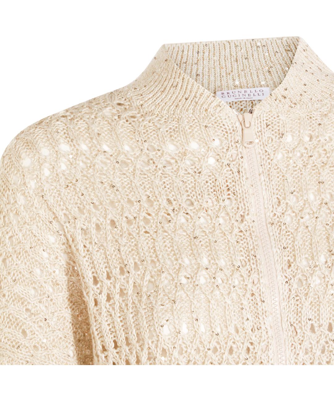 BRUNELLO CUCINELLI Бежевый льняной кардиган, фото 3