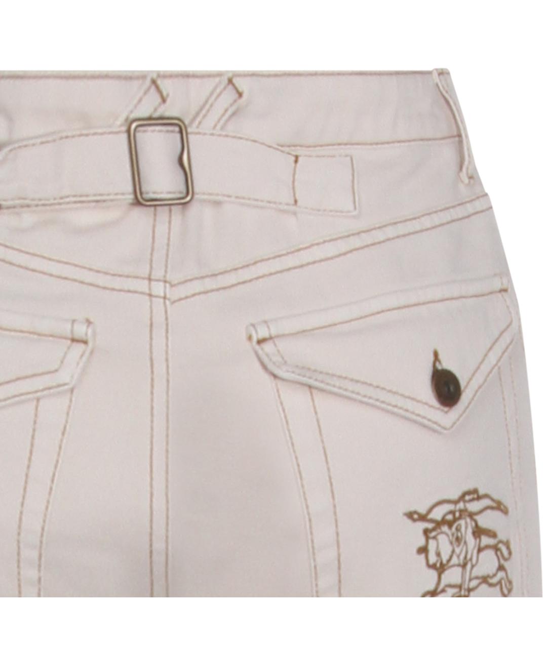 BURBERRY Белые хлопко-эластановые джинсы клеш, фото 4