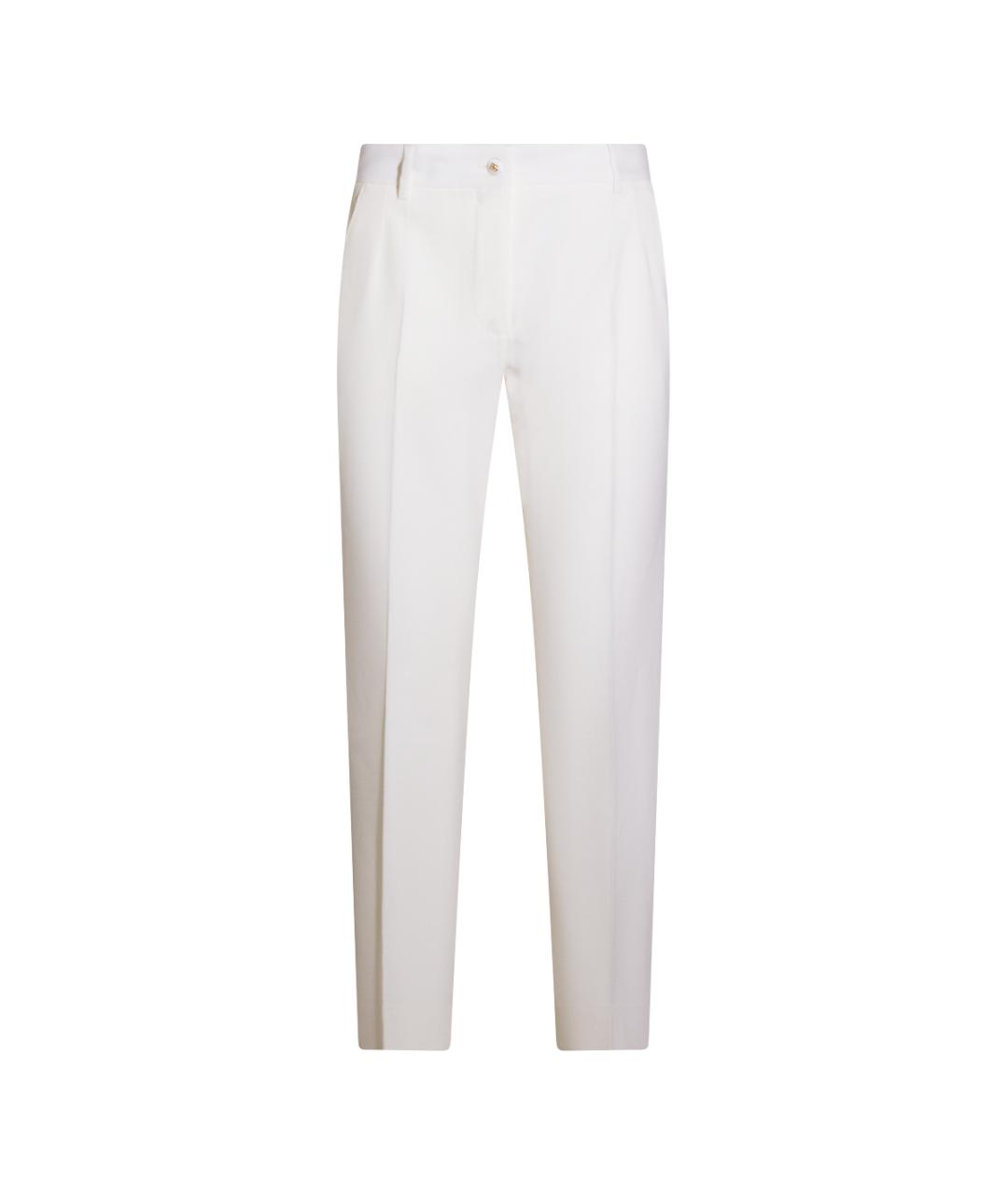 DOLCE&GABBANA Белые шерстяные прямые брюки, фото 1