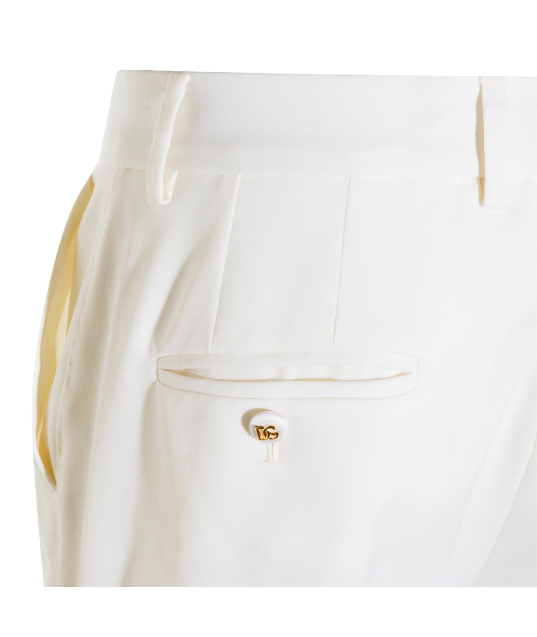 DOLCE&GABBANA Белые шерстяные прямые брюки, фото 4