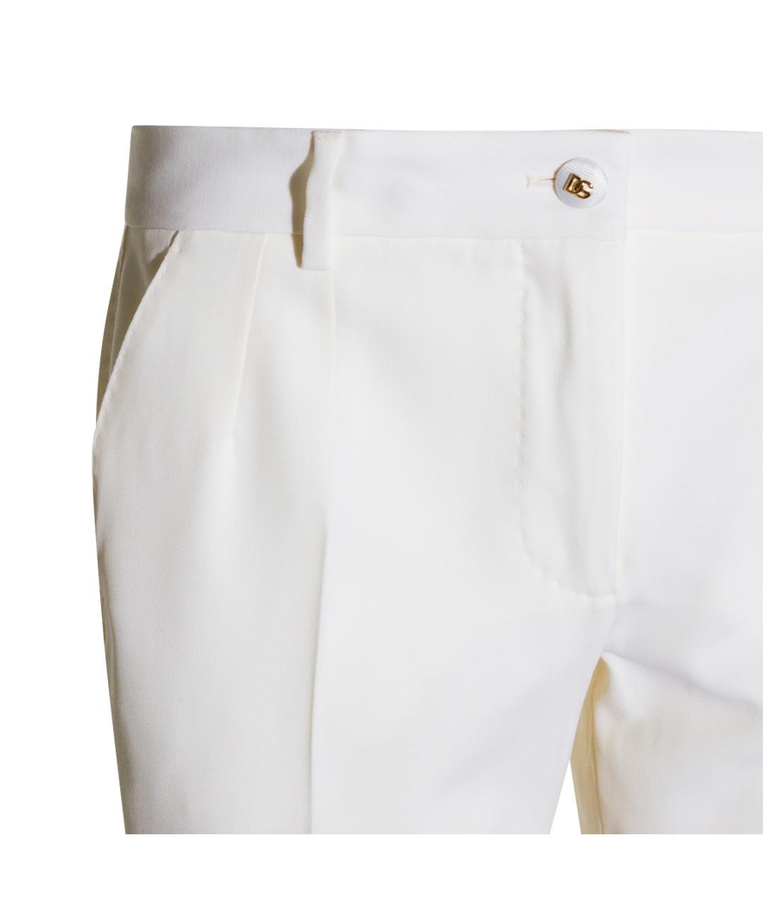 DOLCE&GABBANA Белые шерстяные прямые брюки, фото 3