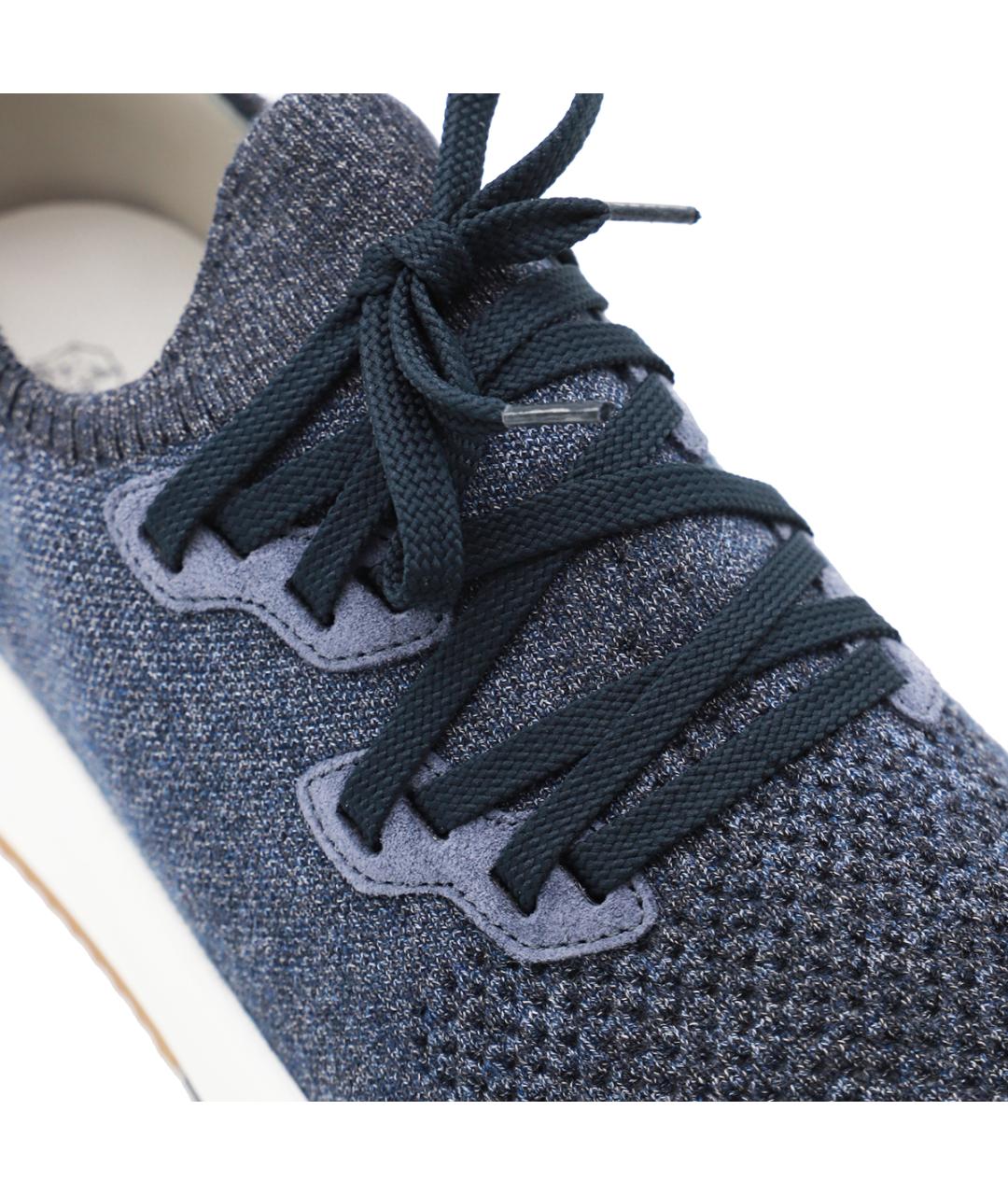 BRUNELLO CUCINELLI Синие текстильные низкие кроссовки / кеды, фото 4