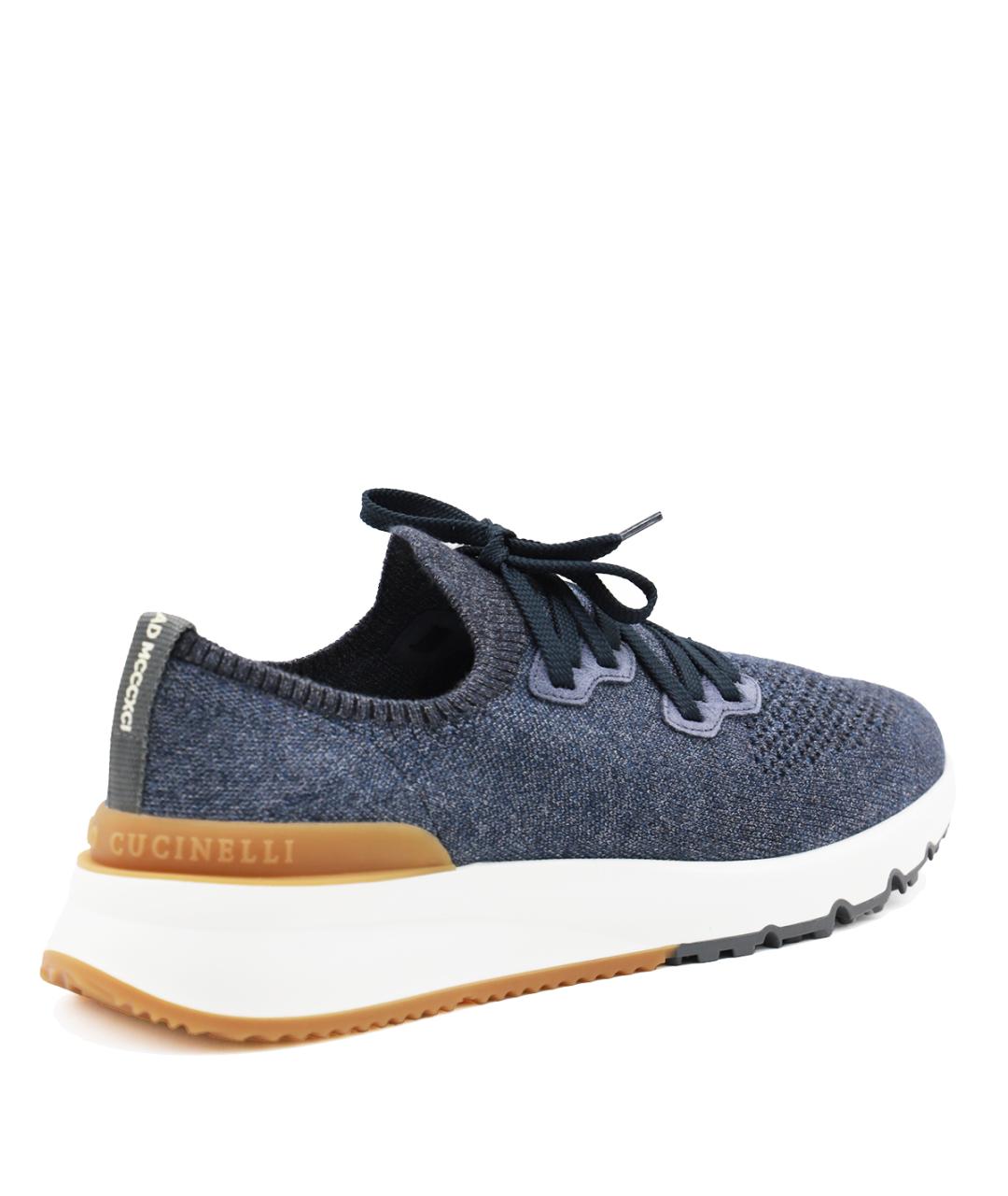 BRUNELLO CUCINELLI Синие текстильные низкие кроссовки / кеды, фото 3
