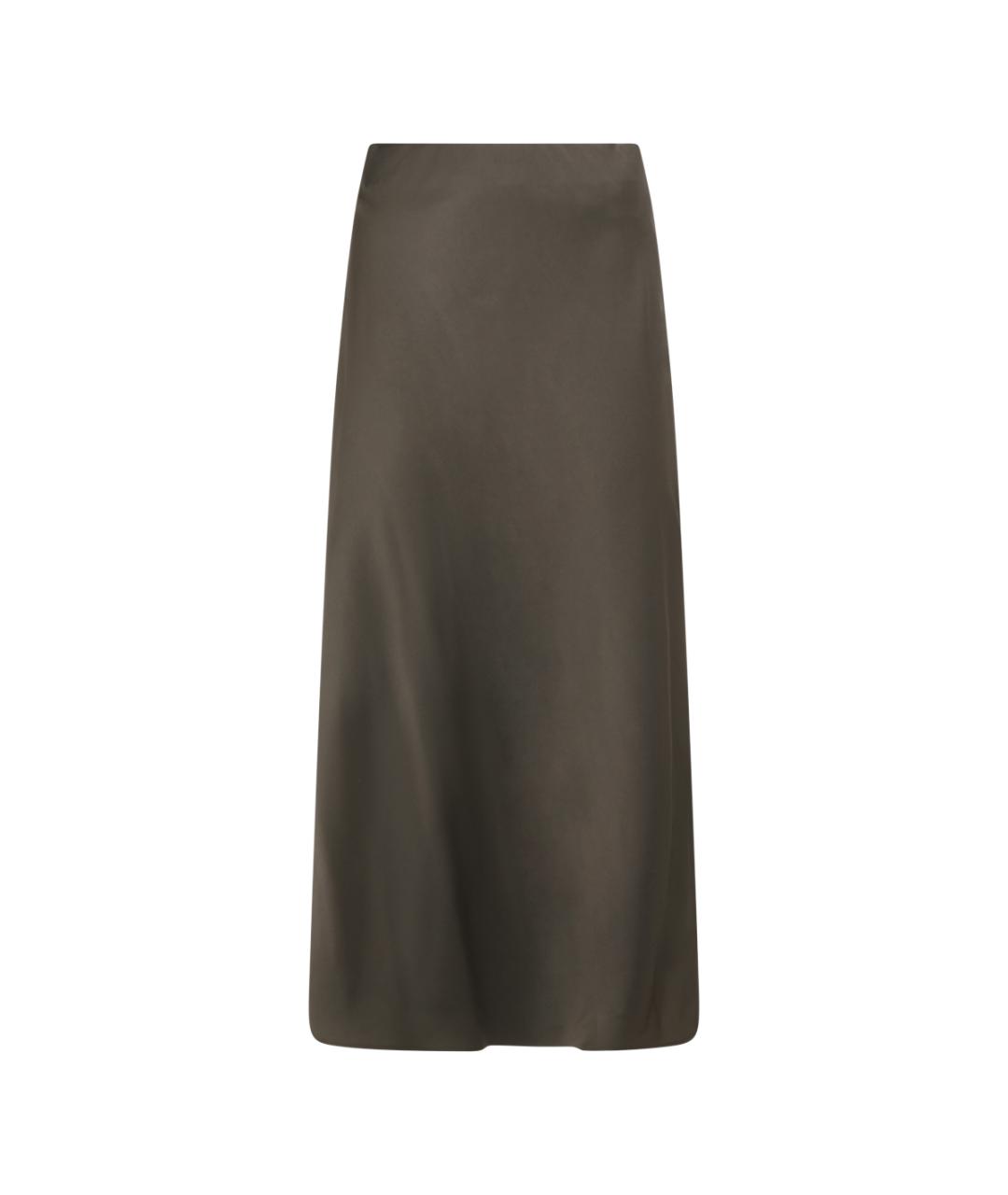 BRUNELLO CUCINELLI Зеленая ацетатная юбка миди, фото 1